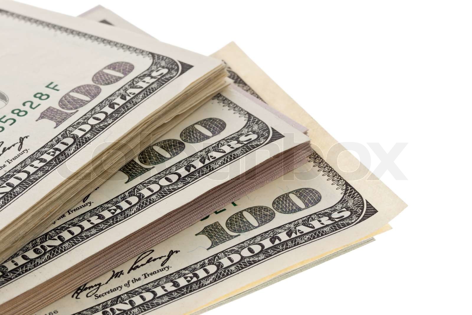 many dollar bills are in each stack Stock image Colourbox