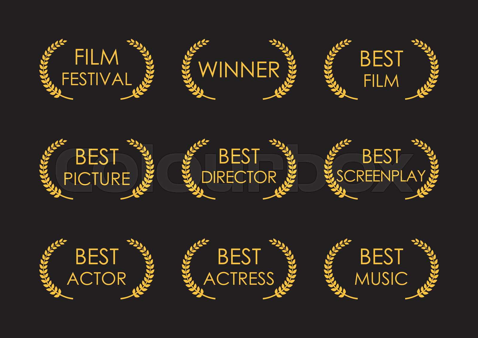 Laurel prize sign Film awards Stock vector Colourbox