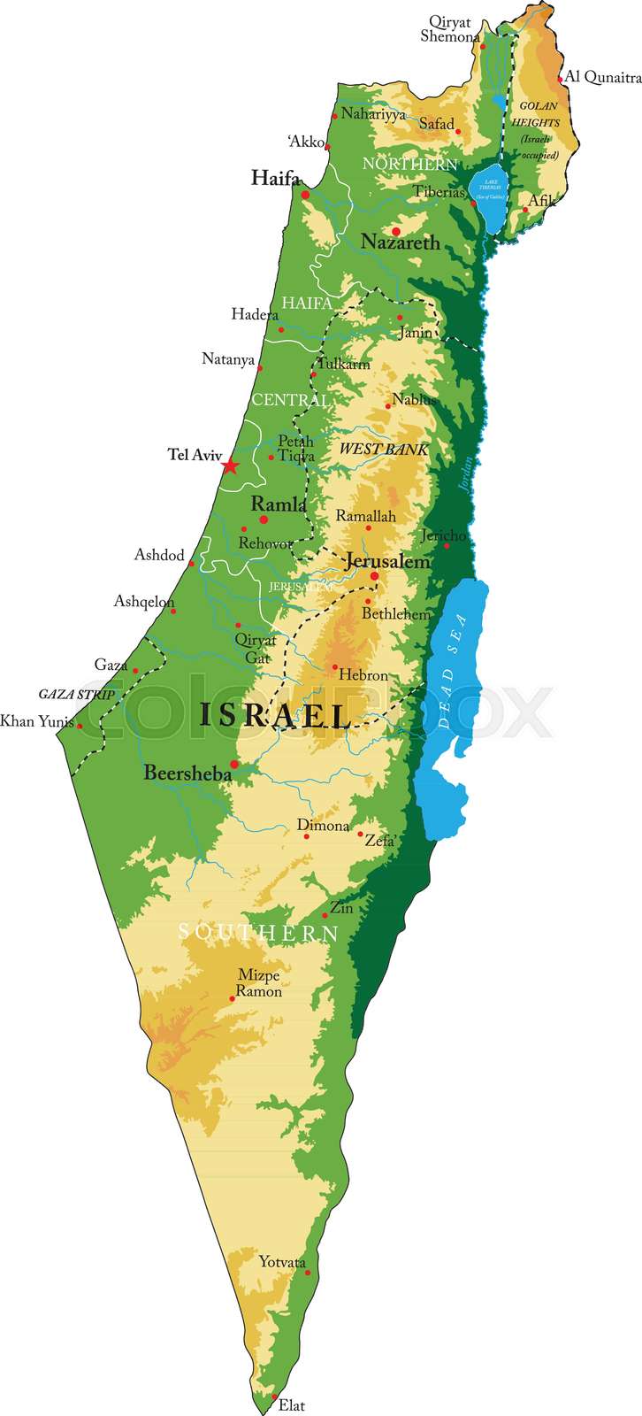 Israel relief map | Stock vector | Colourbox