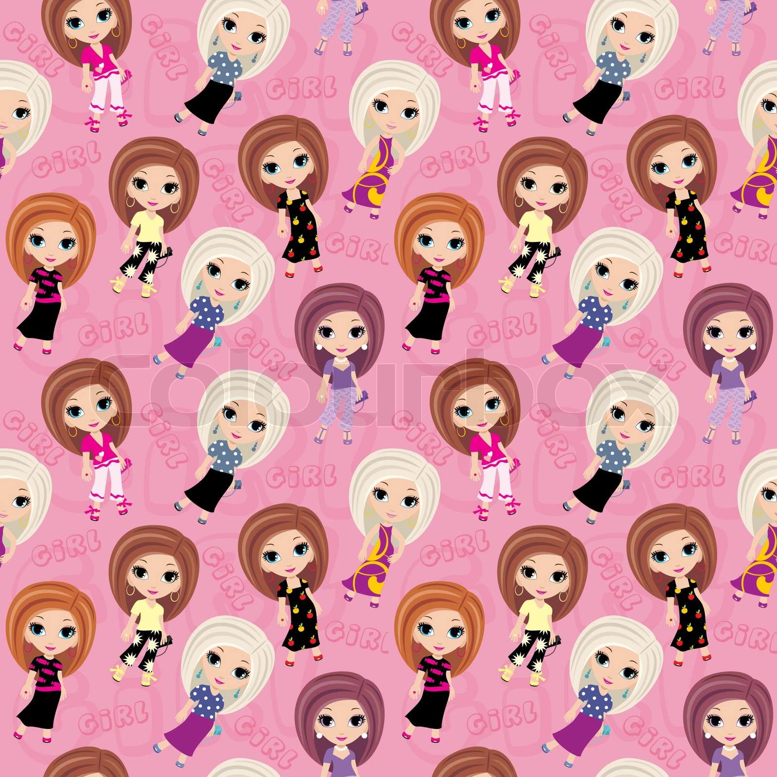 Seamless girls pattern. | Stock vector | Colourbox