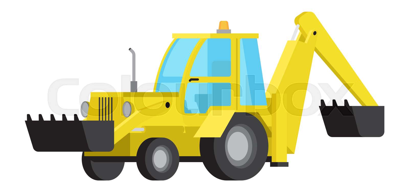 Loader with Excavator Bucket Flat Vector Isolated Stock vector
