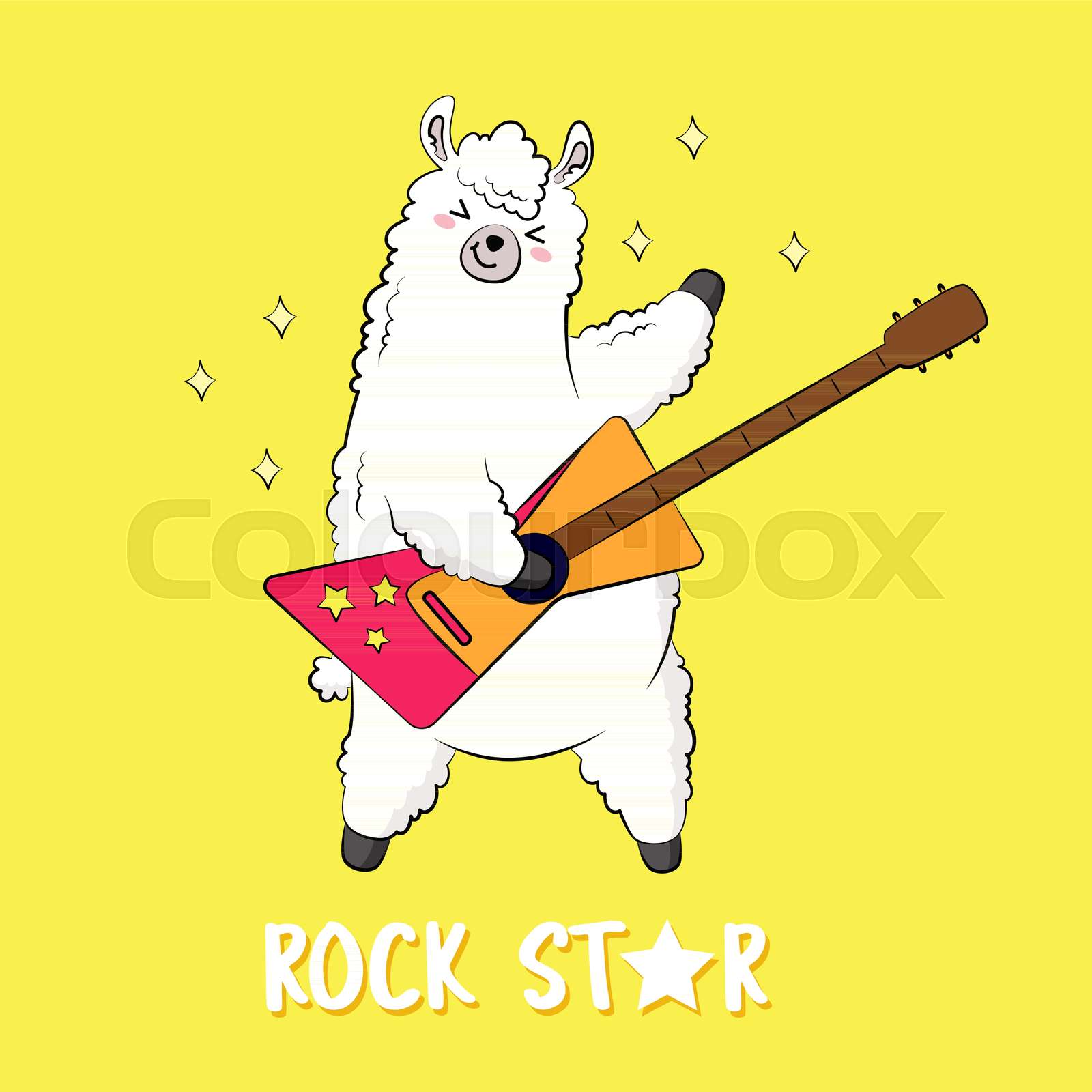 Cute cartoon lama, doodle vector. character sticker patche | Stock ...