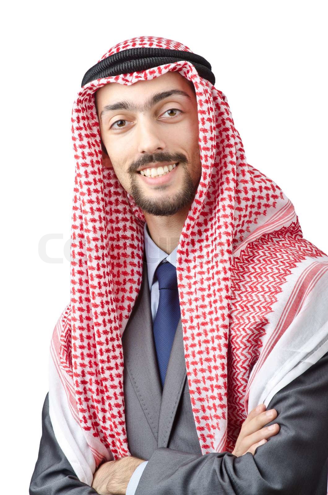 Arab Geschäftsmann isoliert auf weiß Stock Bild Colourbox