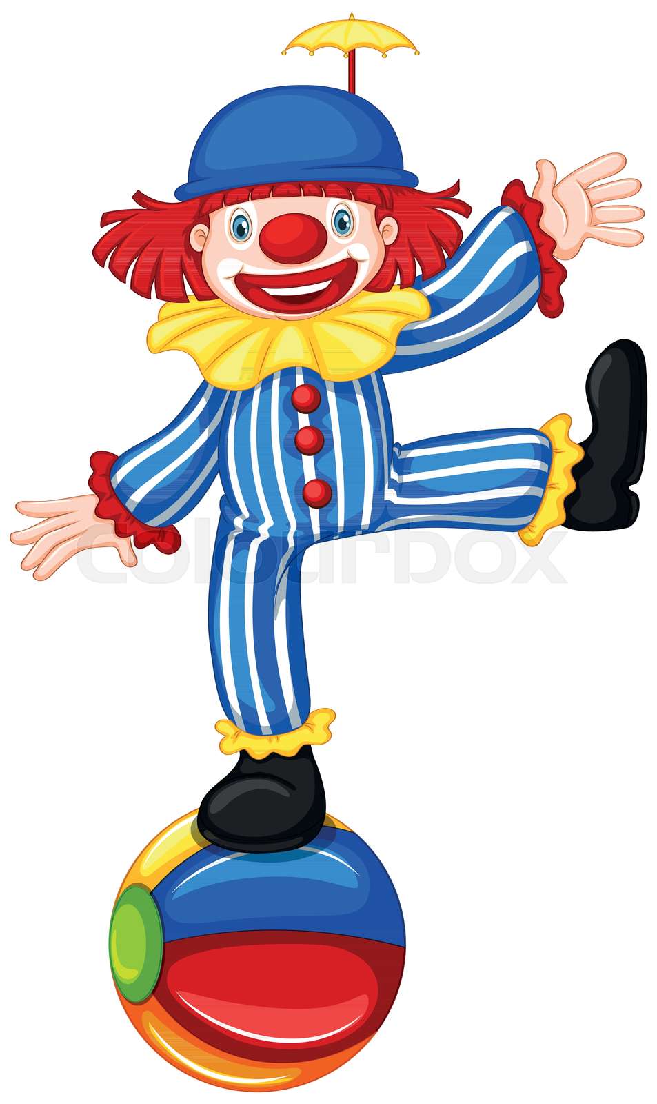 A Clown on Colourful Ball | Stock vector | Colourbox