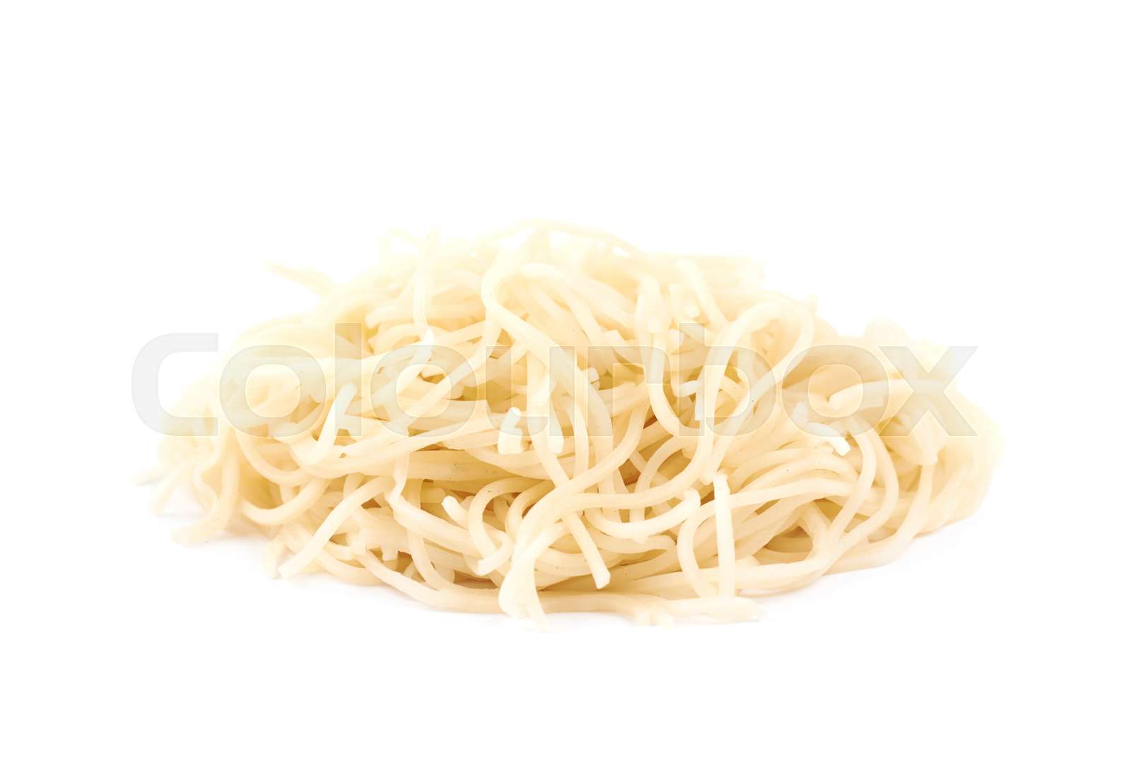 Pile of cooked noodles isolated Stock image Colourbox