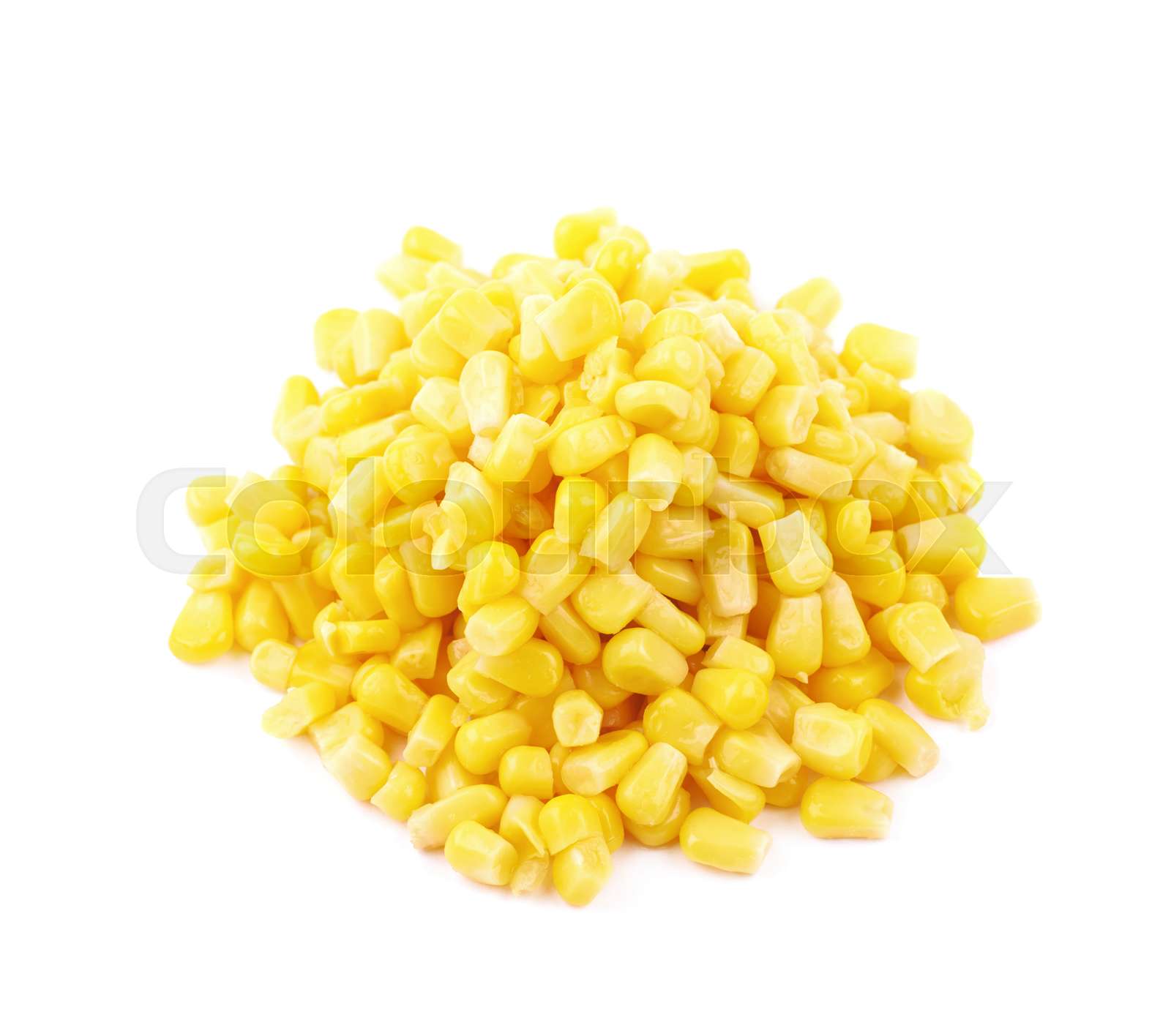 Pile of canned corn isolated Stock image Colourbox