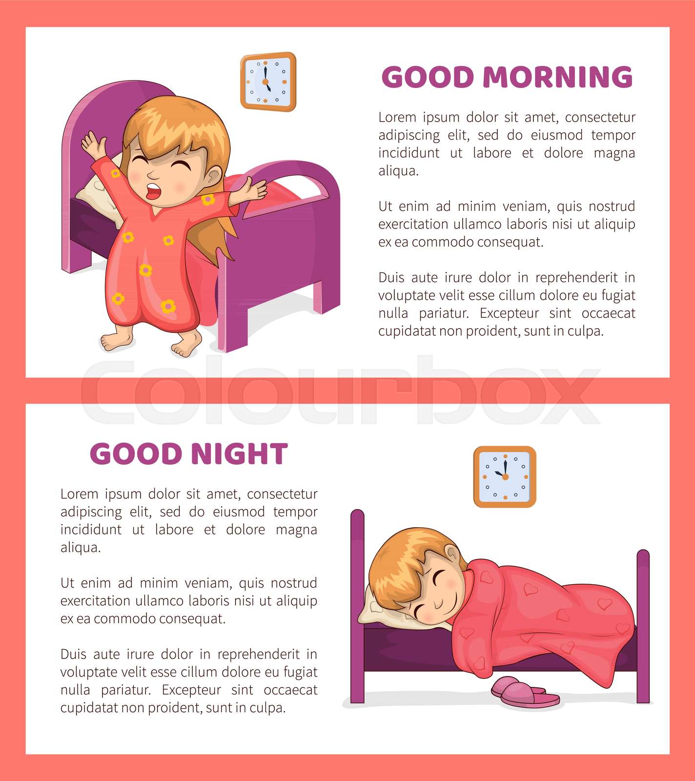 Good Morning and Night Set Vector Illustration Stock vector Colourbox