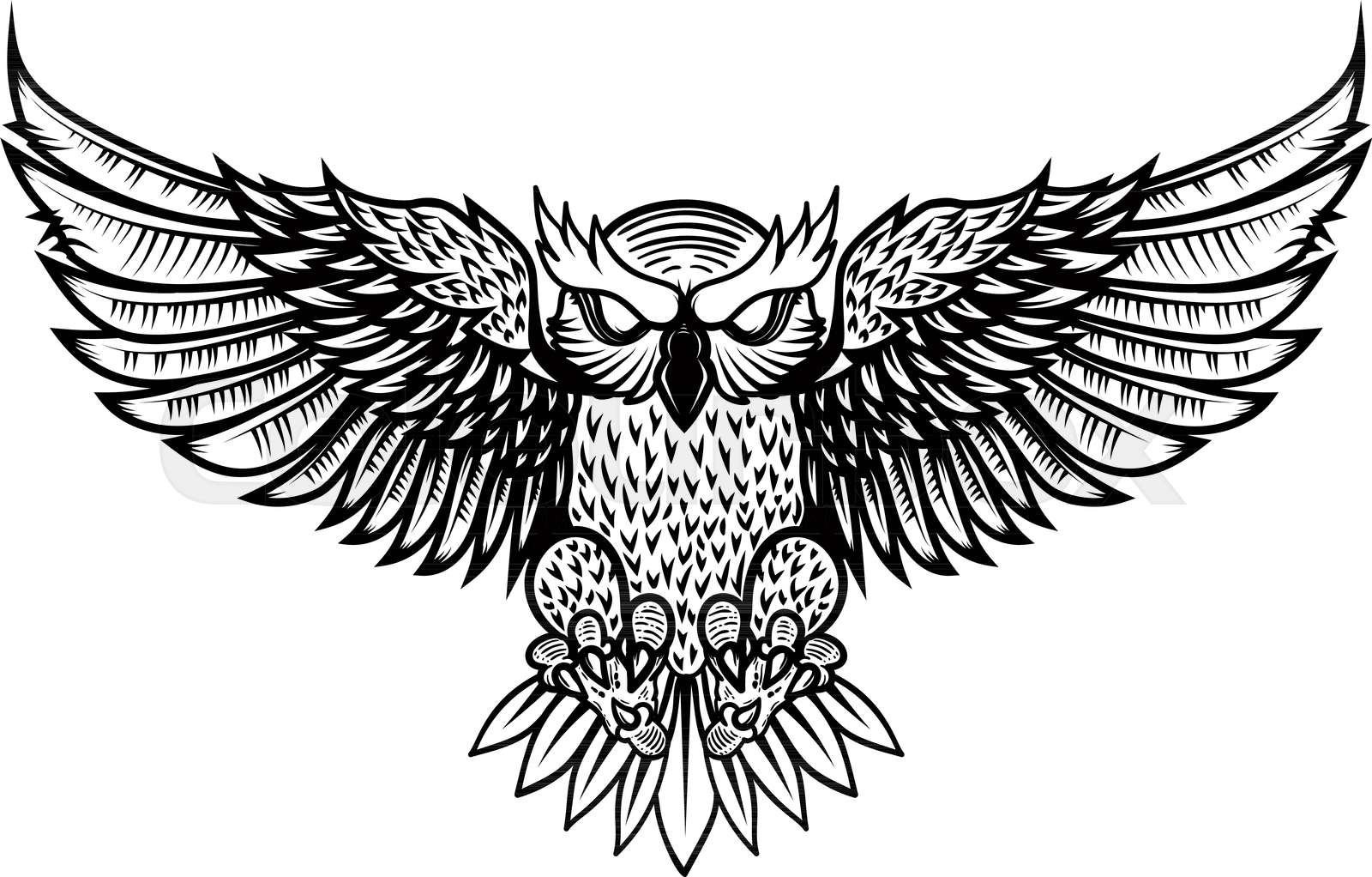 Owl illustration in tribal style. For poster, print, card, banner ...