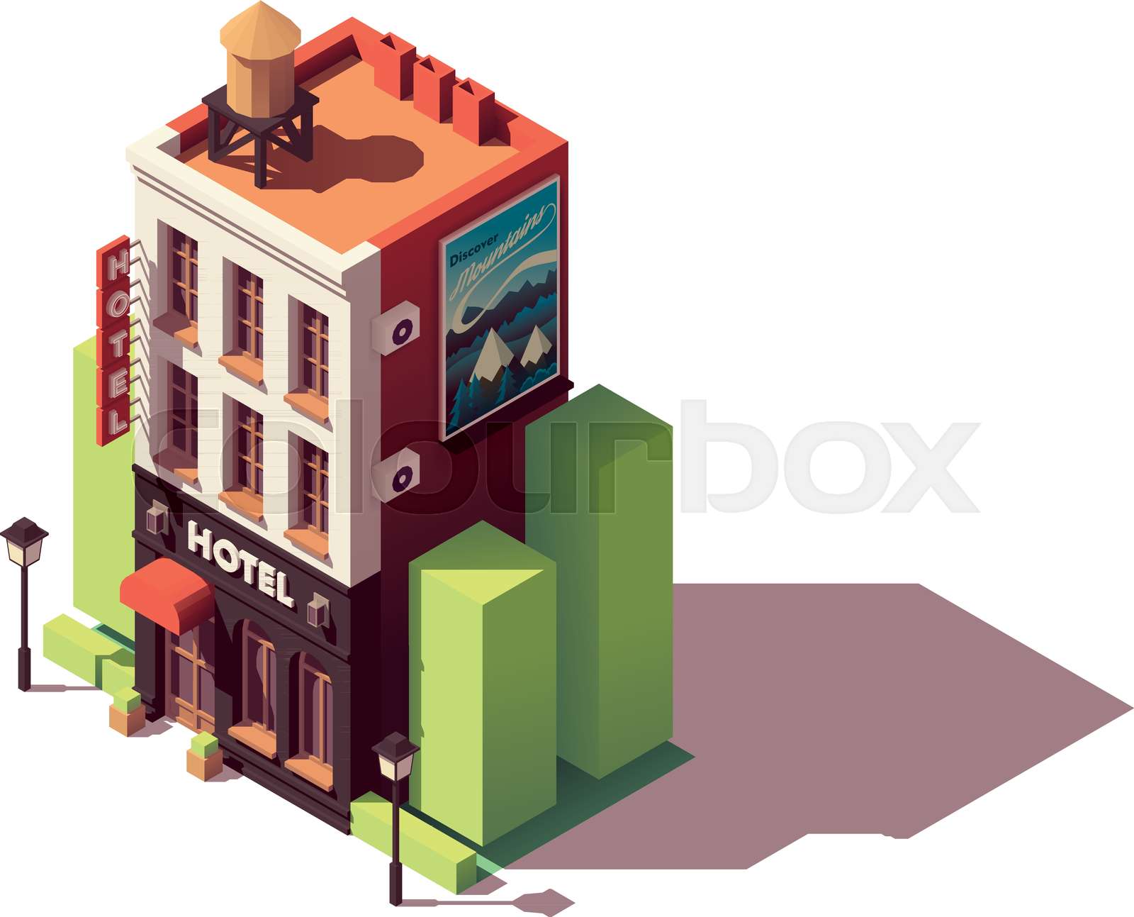 Vector isometric hotel building | Stock vector | Colourbox