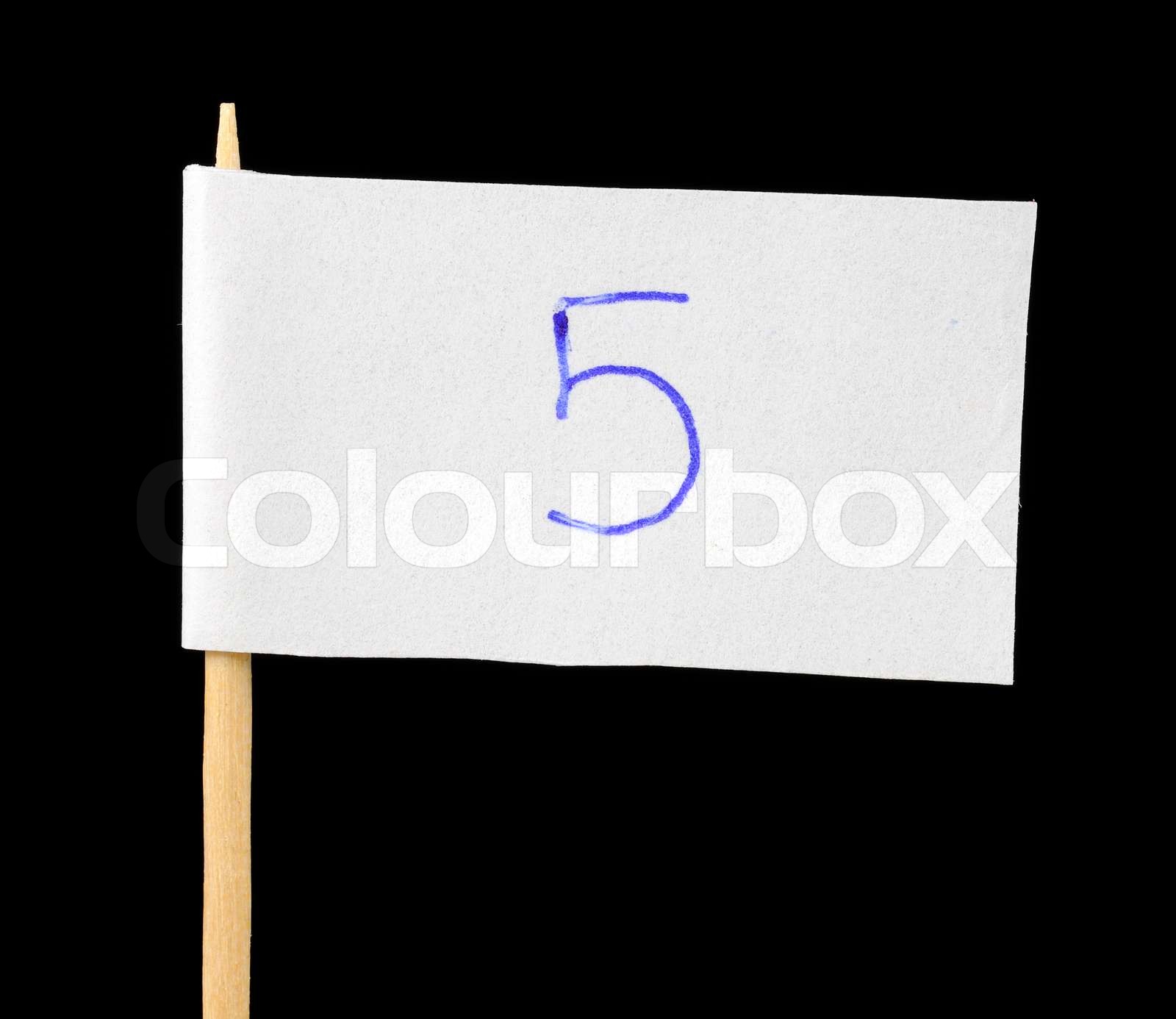 Handwritten Number Five on Paper Flag on Black Background | Stock image ...