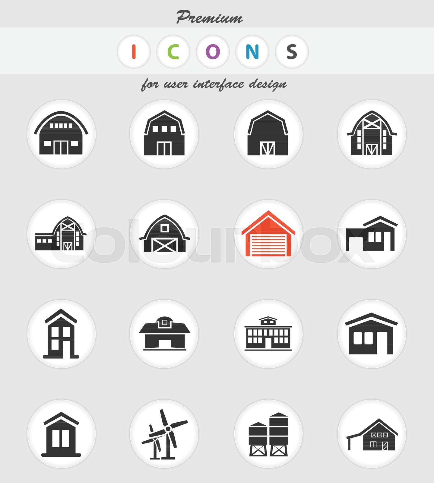 farm building icon set | Stock vector | Colourbox