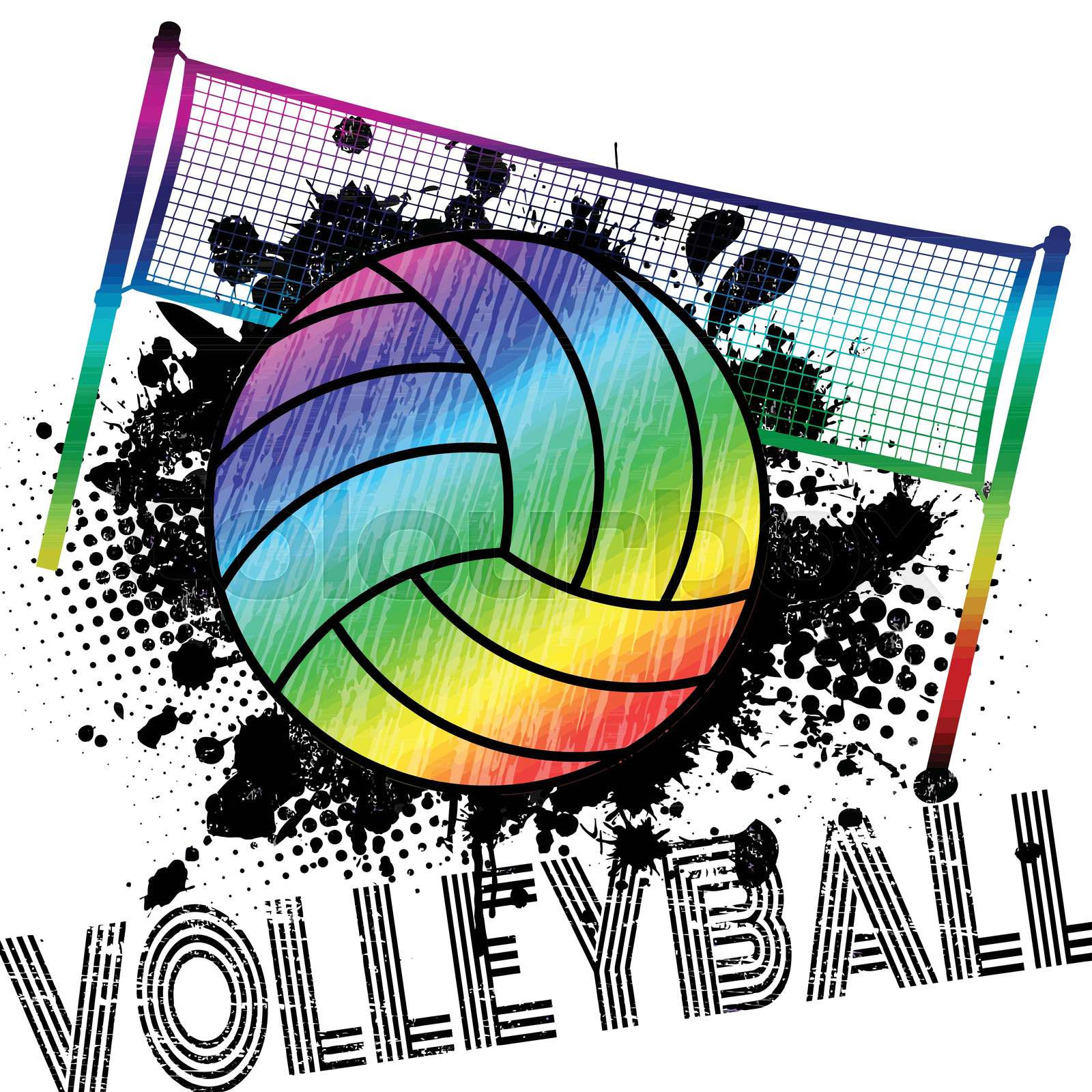 Poster or banner with a volleyball ball and splashes | Stock vector