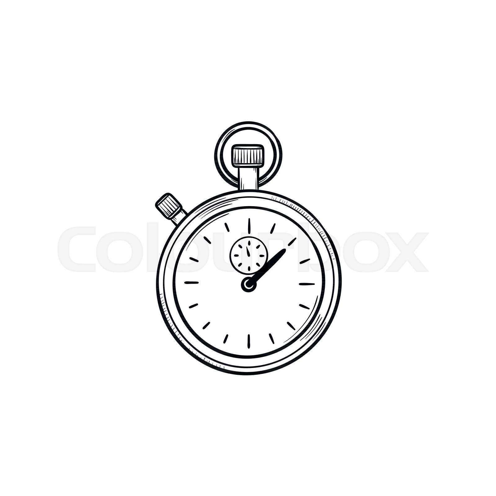Stopwatch hand drawn outline doodle icon. Stock vector Colourbox