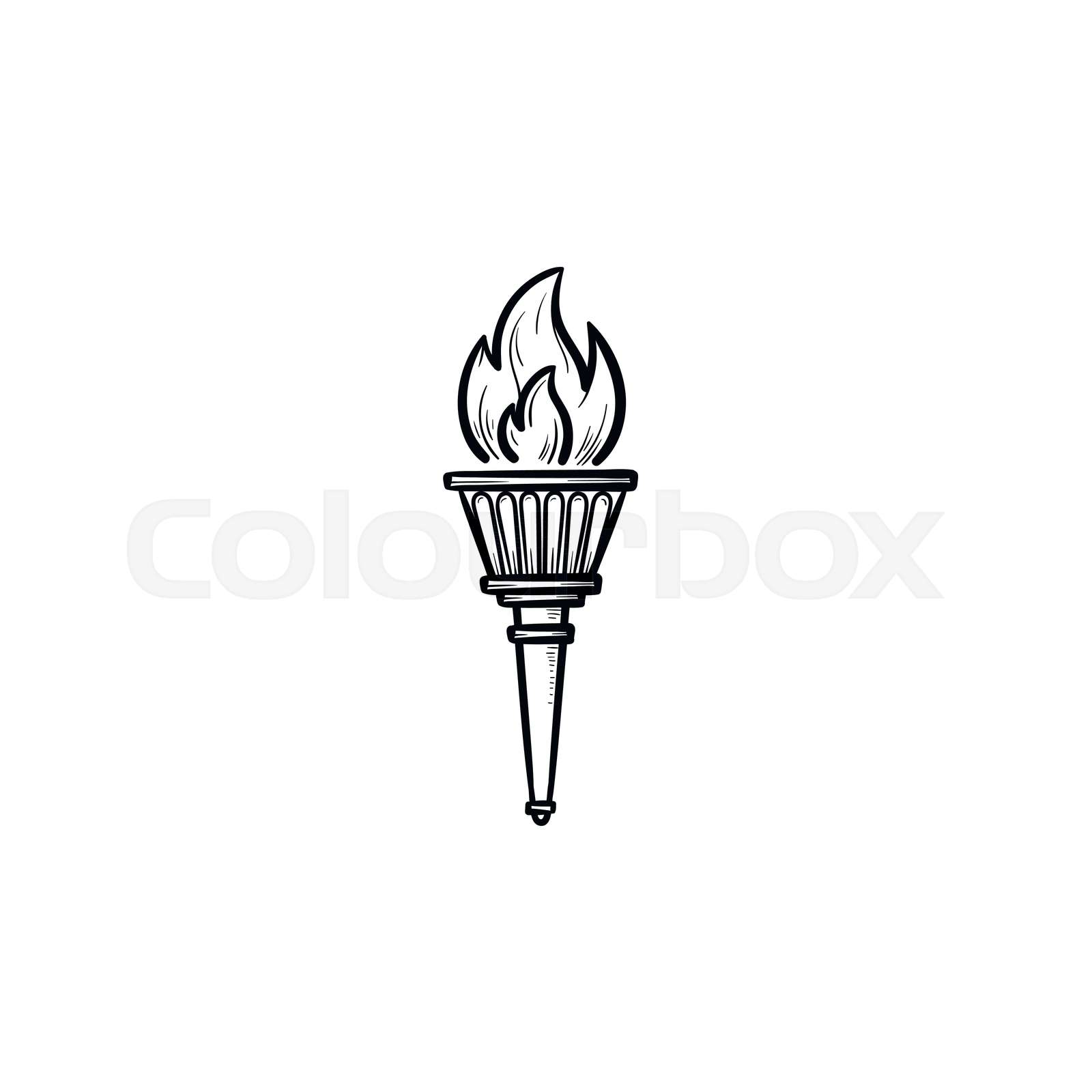 Torch hand drawn outline doodle icon. Stock vector Colourbox