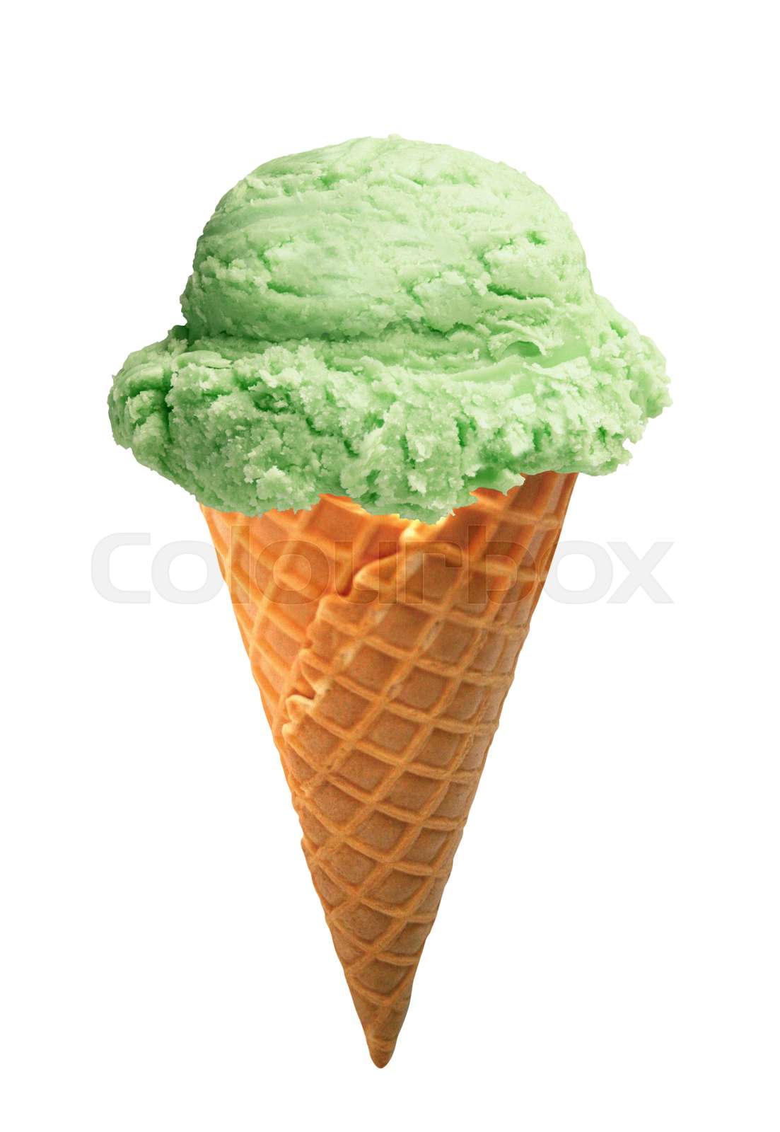 Green ice-cream cone | Stock image | Colourbox