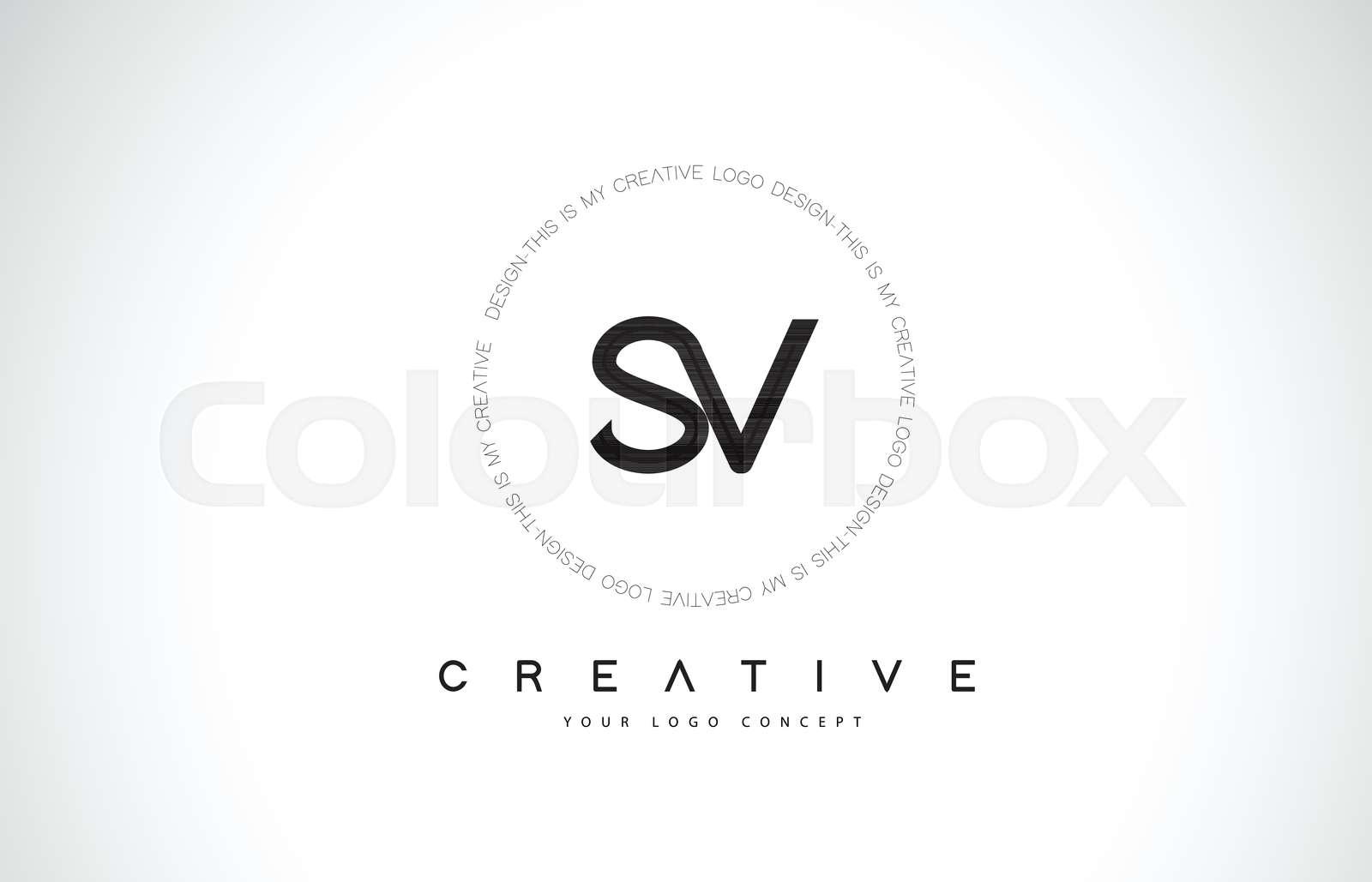 SV S V Logo Design with Black and White Creative Text Letter Vector ...