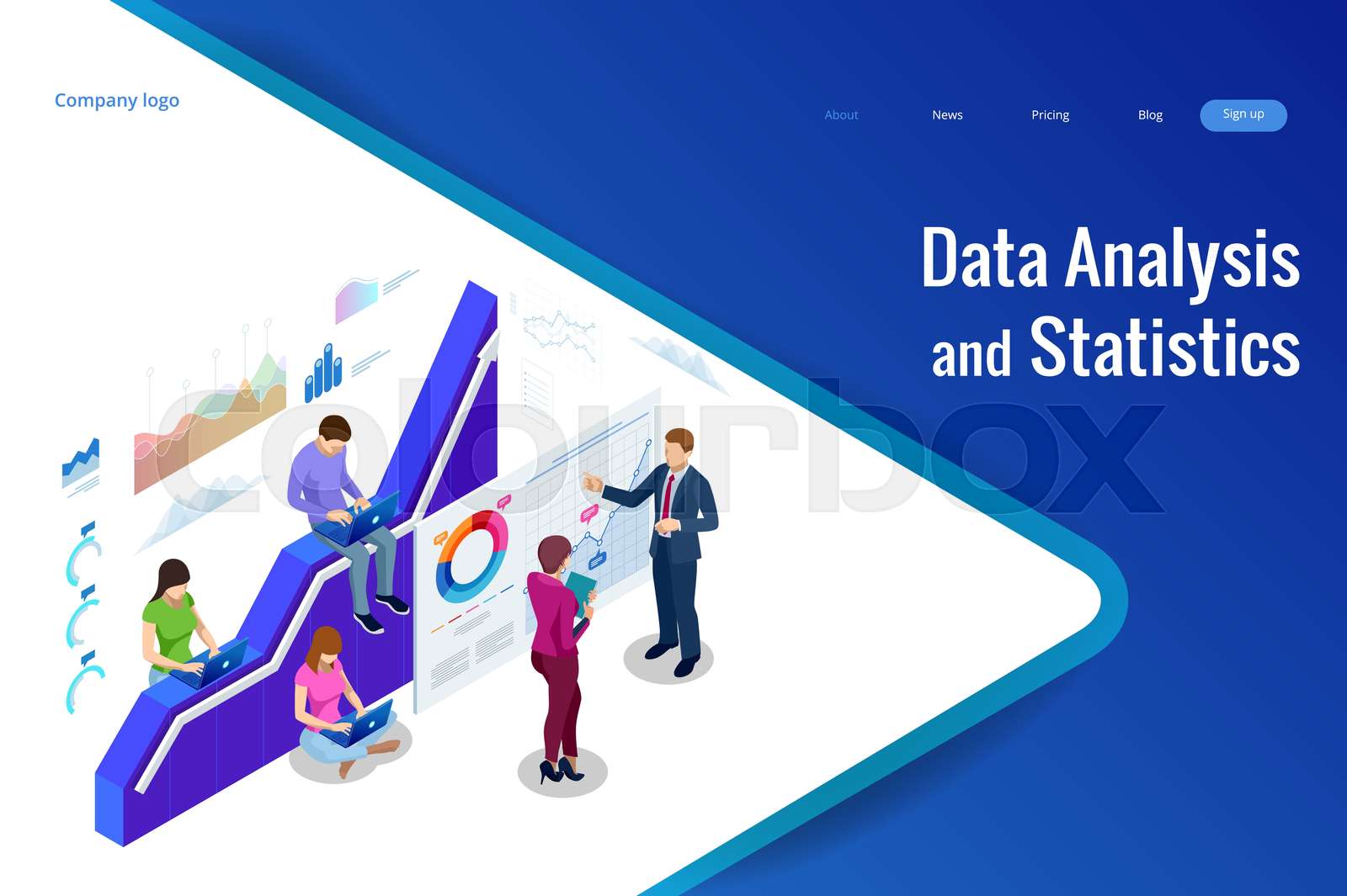 Isometric web banner Data Analysis and Statistics concept. Vector ...