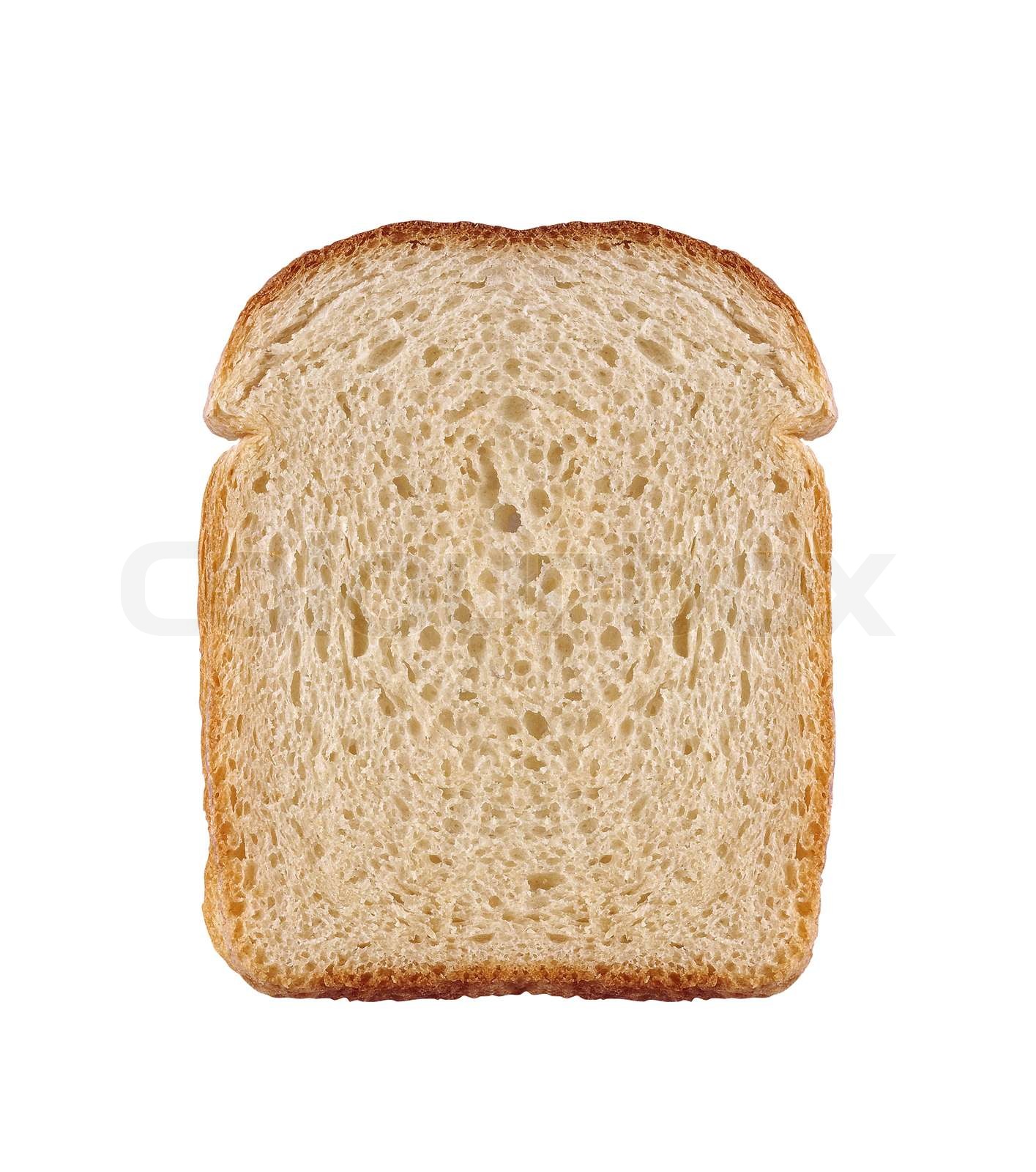 one slice of wheat bread isolated on white | Stock image | Colourbox