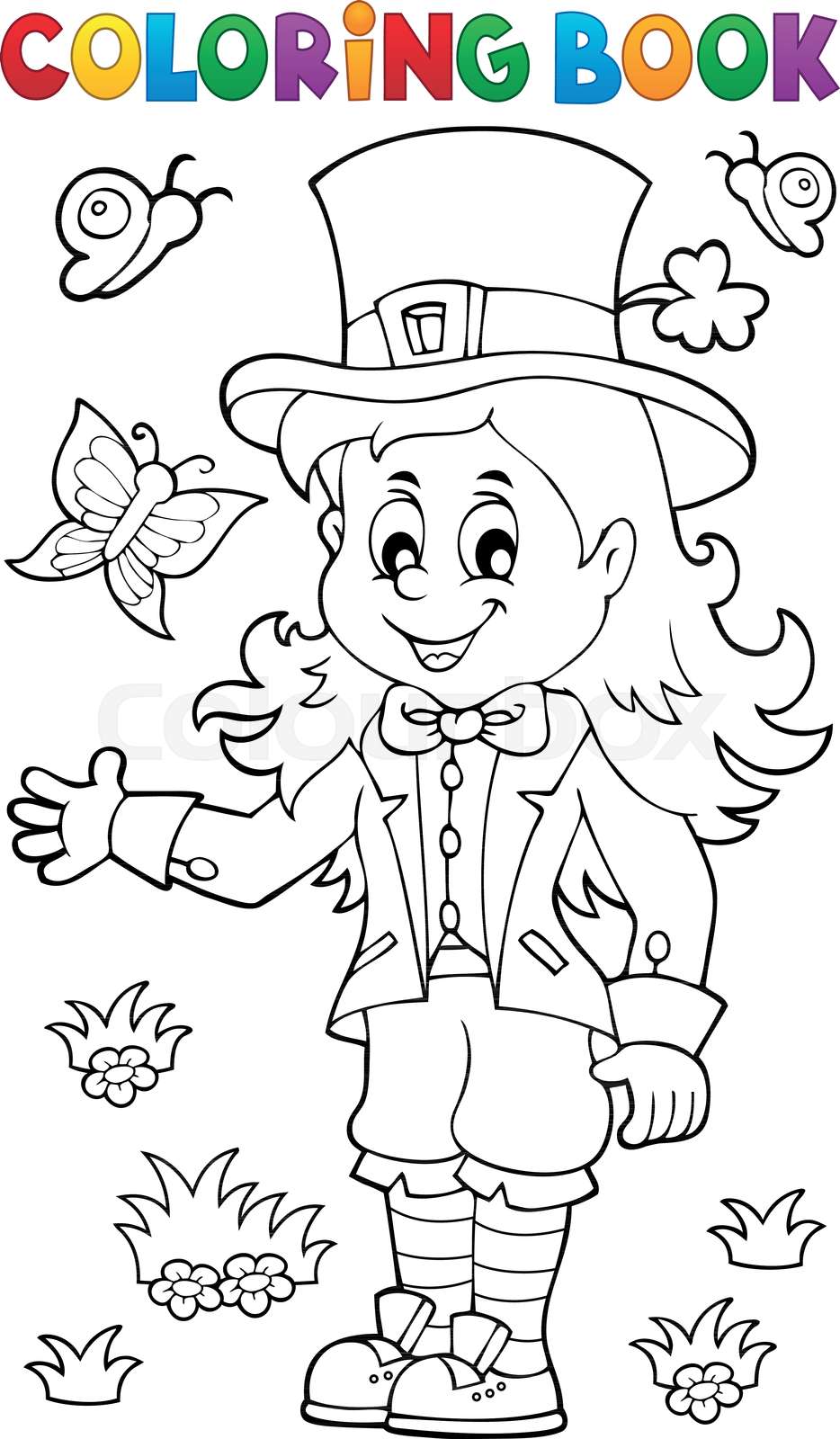 Coloring book leprechaun girl theme 1 Stock vector Colourbox