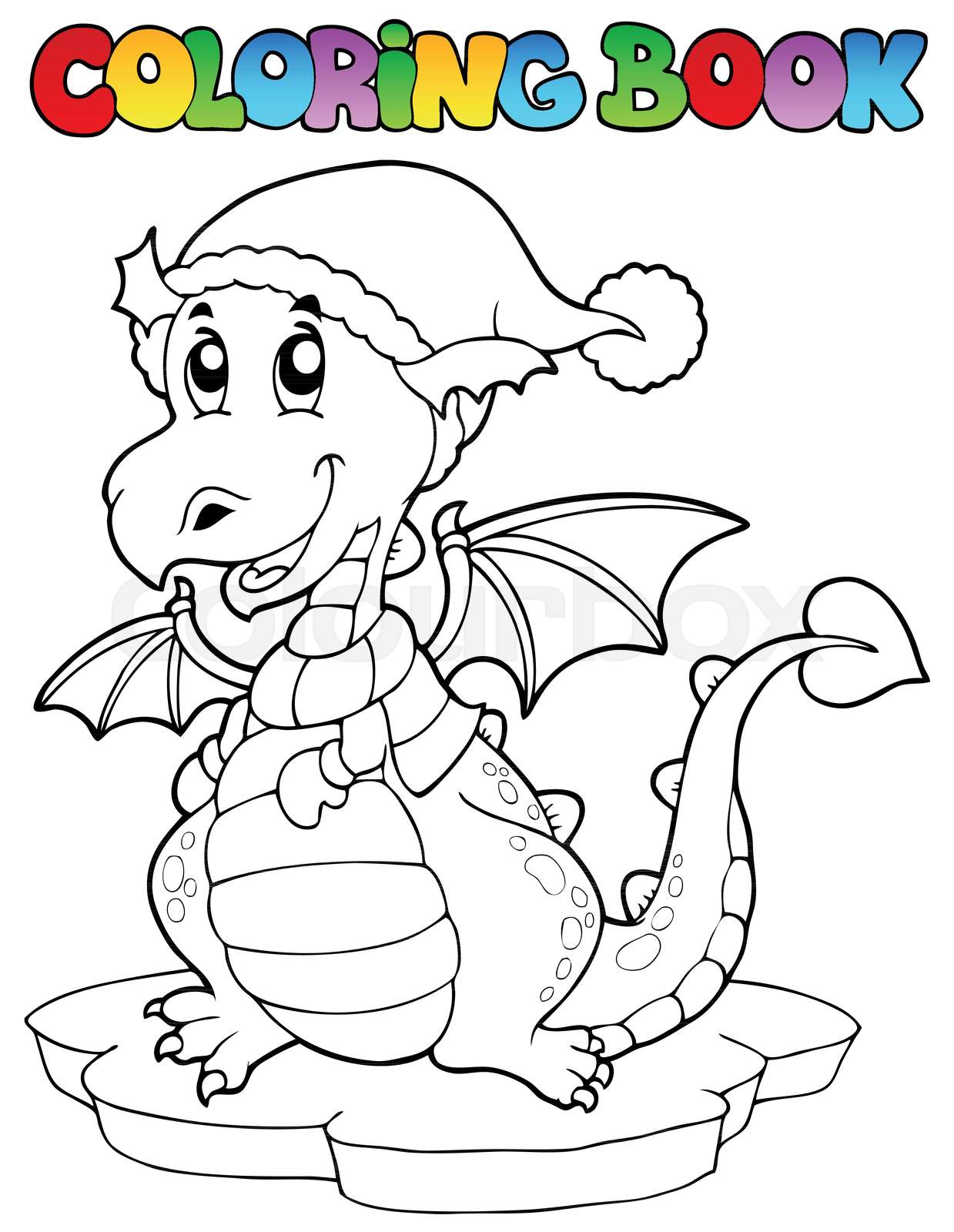 Coloring book cute winter dragon | Stock vector | Colourbox