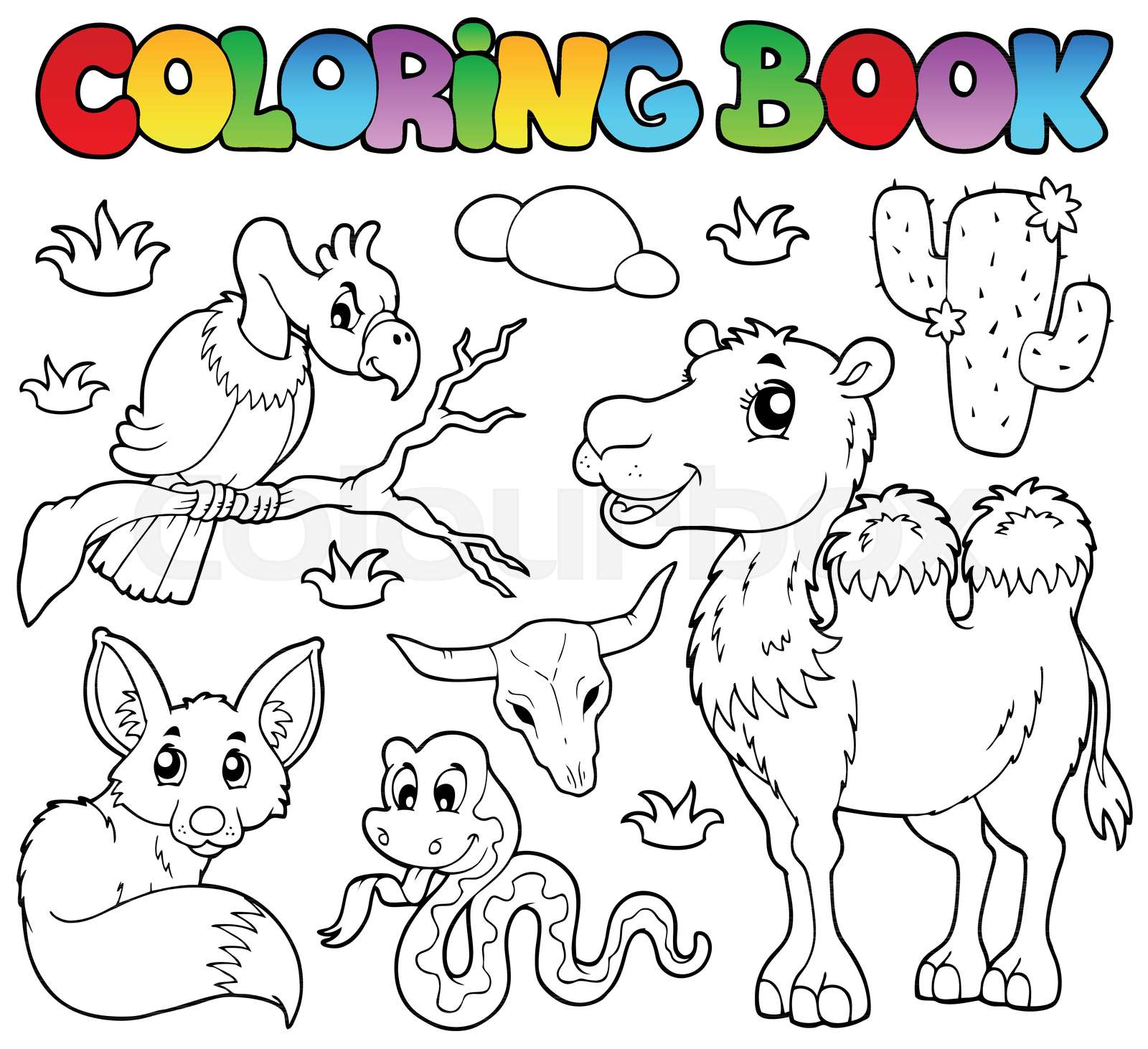 Coloring book desert animals 1 | Stock vector | Colourbox
