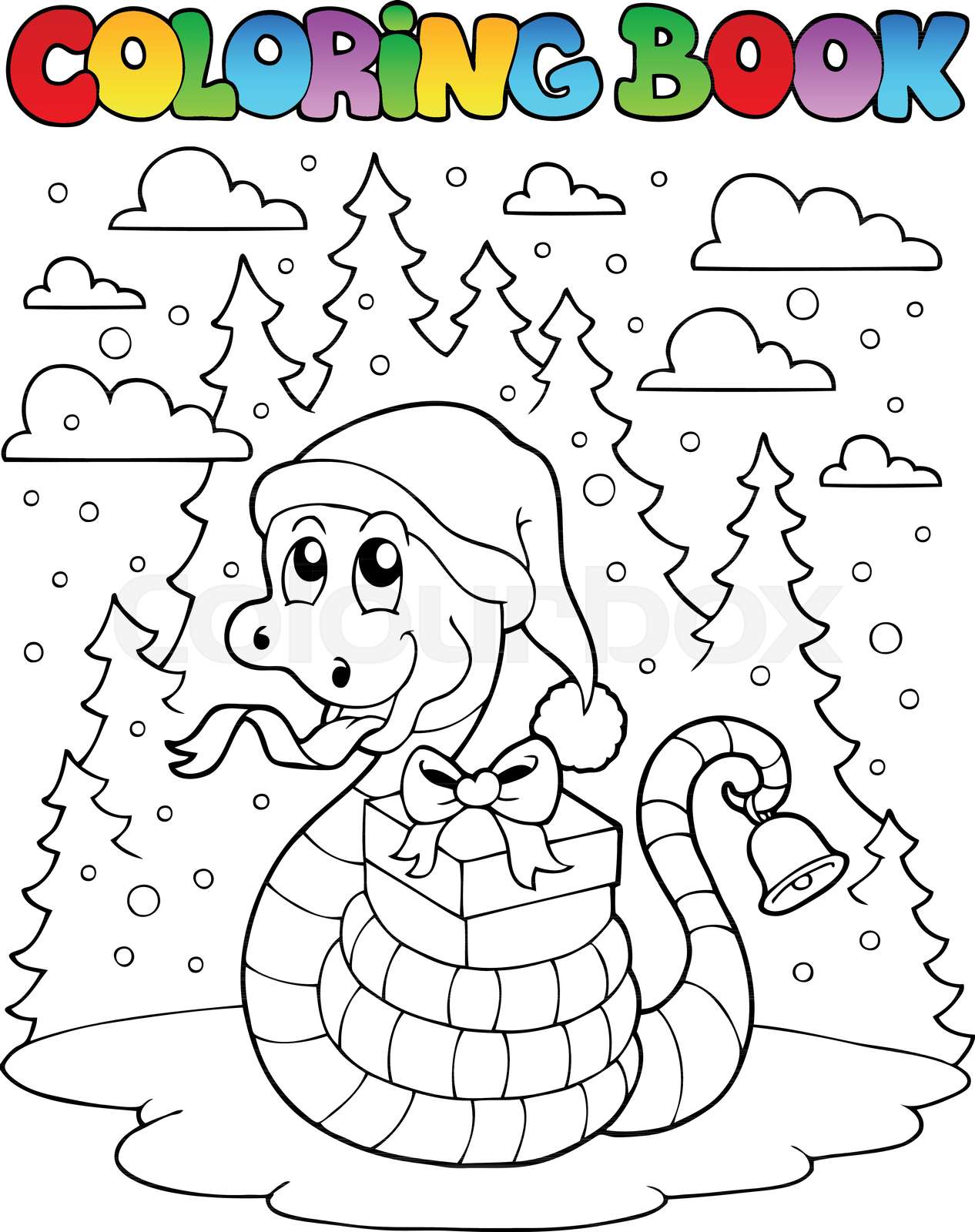 Coloring book Christmas snake 1 | Stock vector | Colourbox