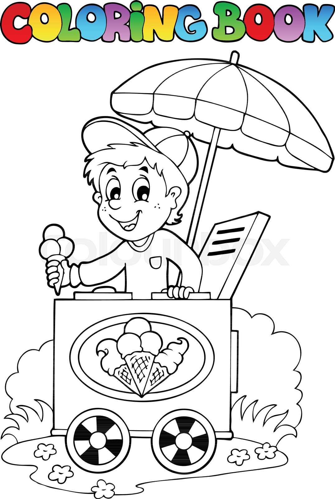 Coloring book with ice cream man | Stock vector | Colourbox