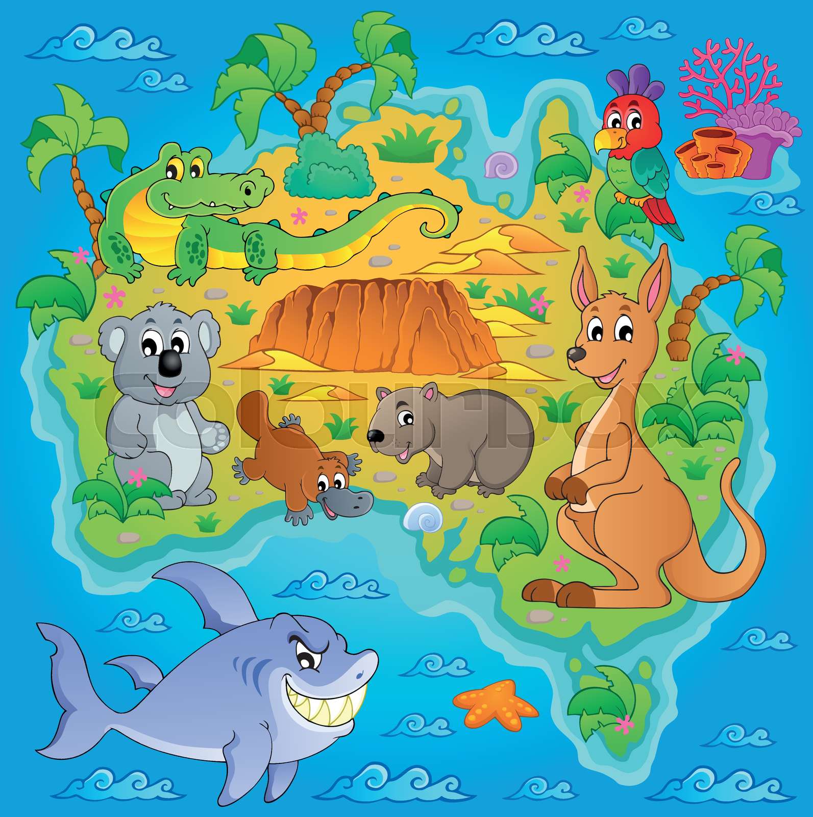 Australian Map Theme Image 1 Stock Vector Colourbox