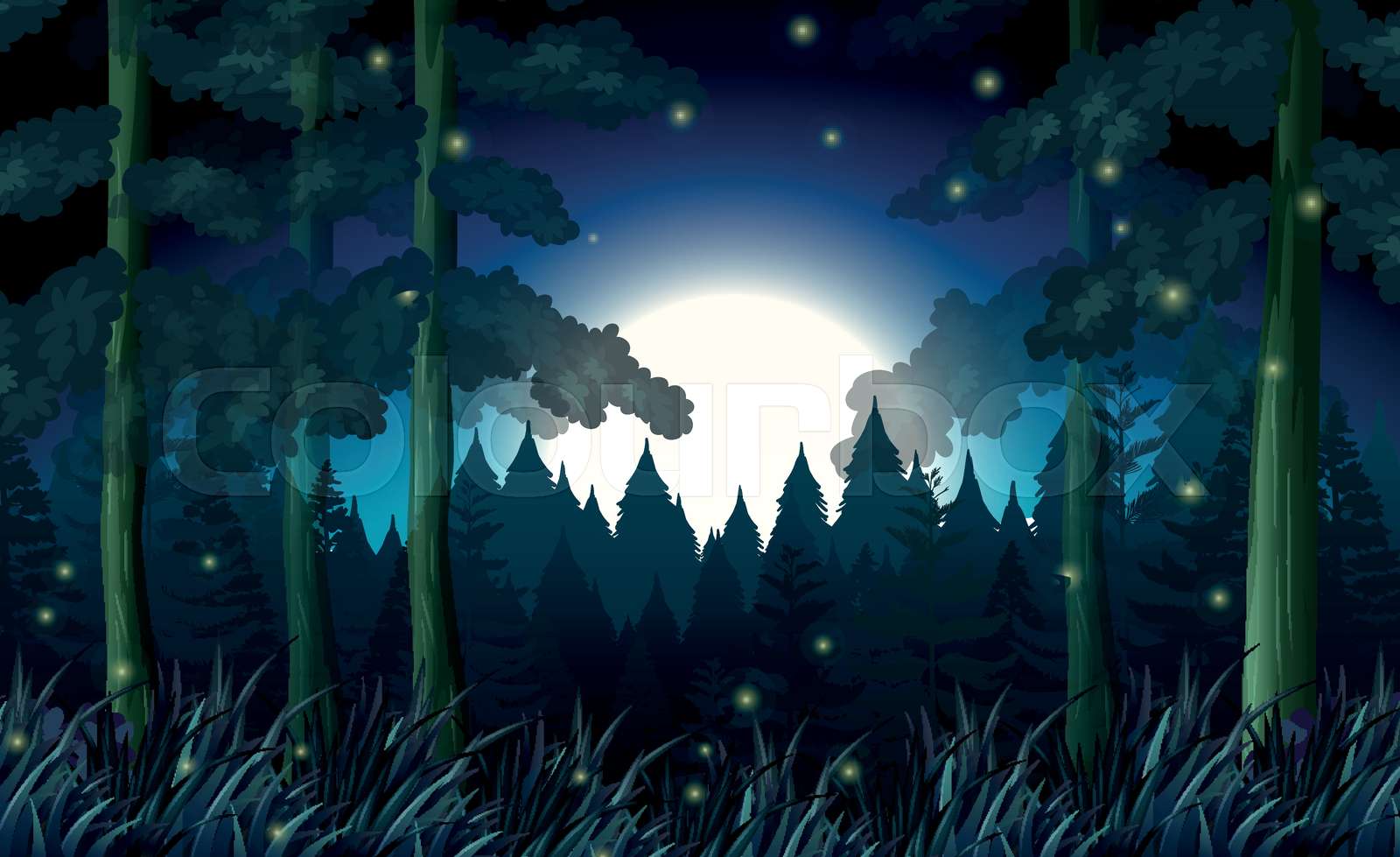 Nighttime Forest Clipart