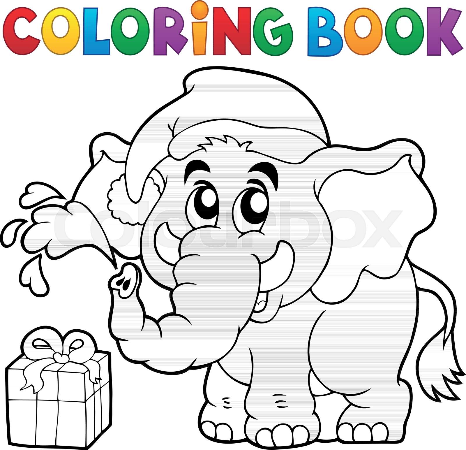 Coloring book Christmas elephant | Stock vector | Colourbox