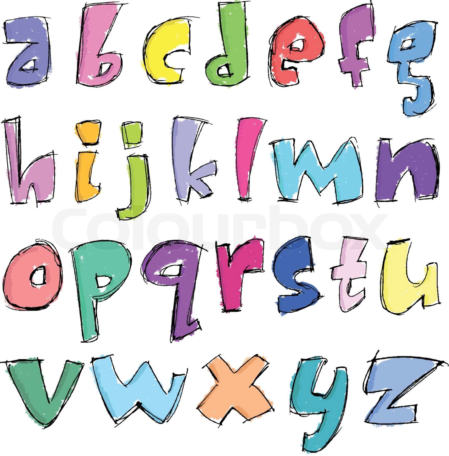 Colorful sketchy Kleinbuchstaben | Stock-Vektor | Colourbox