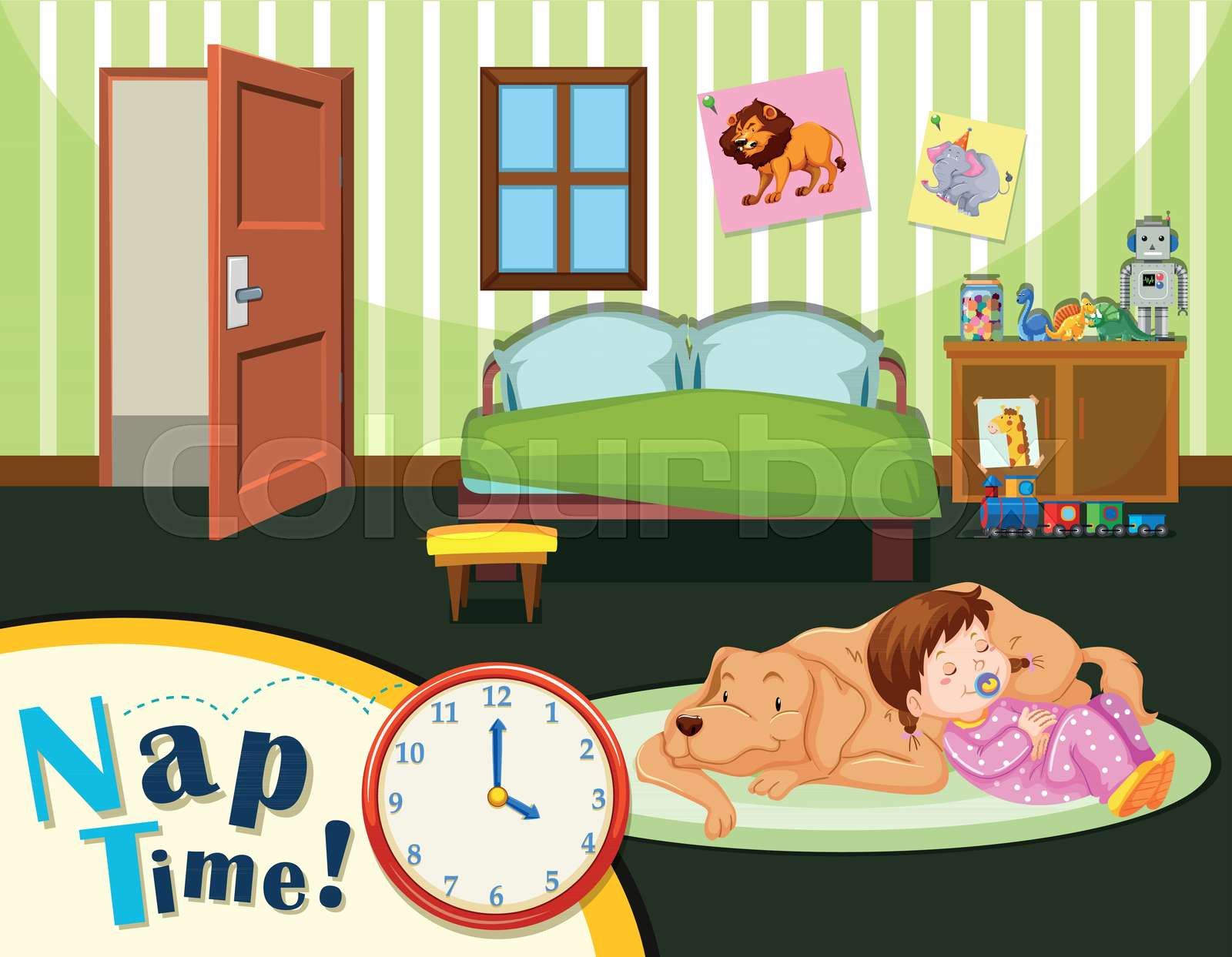 Young toddler nap time Stock vector Colourbox