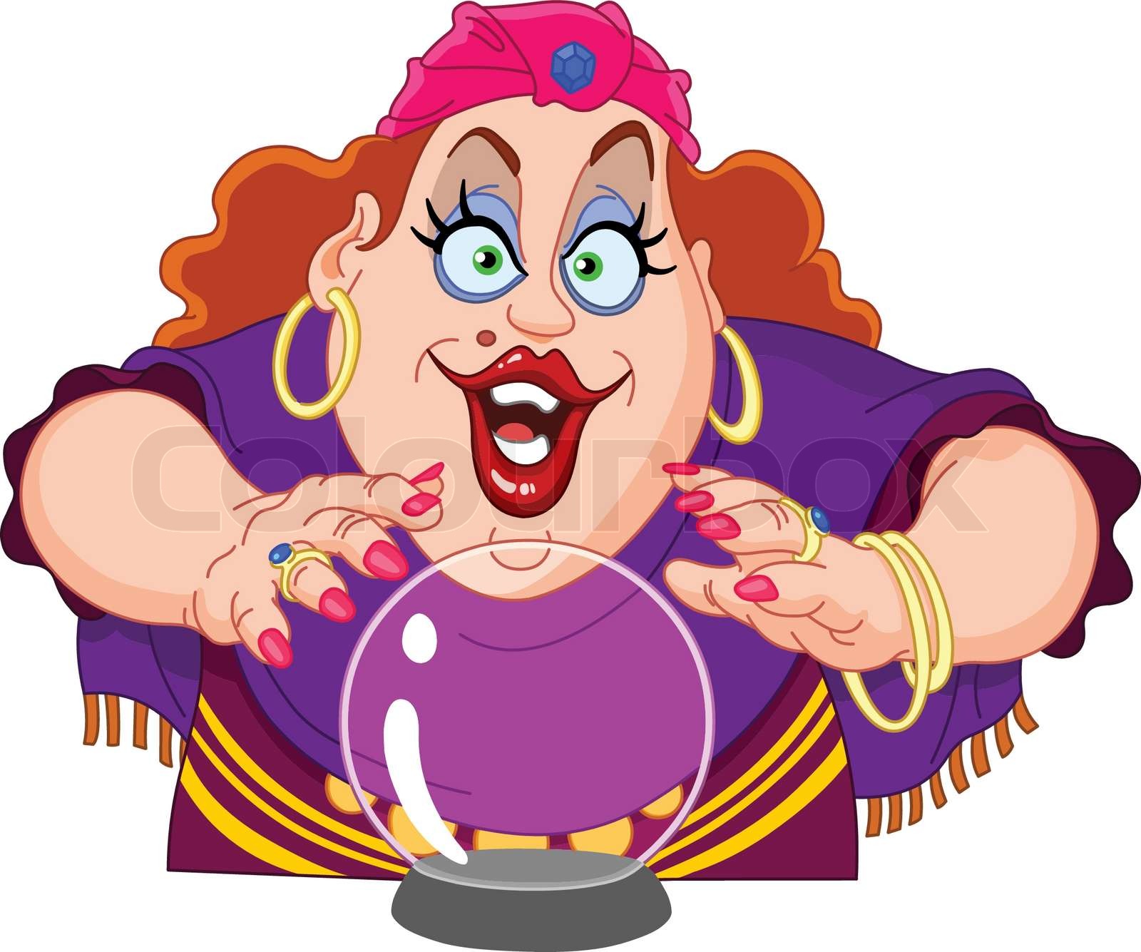 Gypsy Fortune teller holds her hands above a crystal ball | Stock