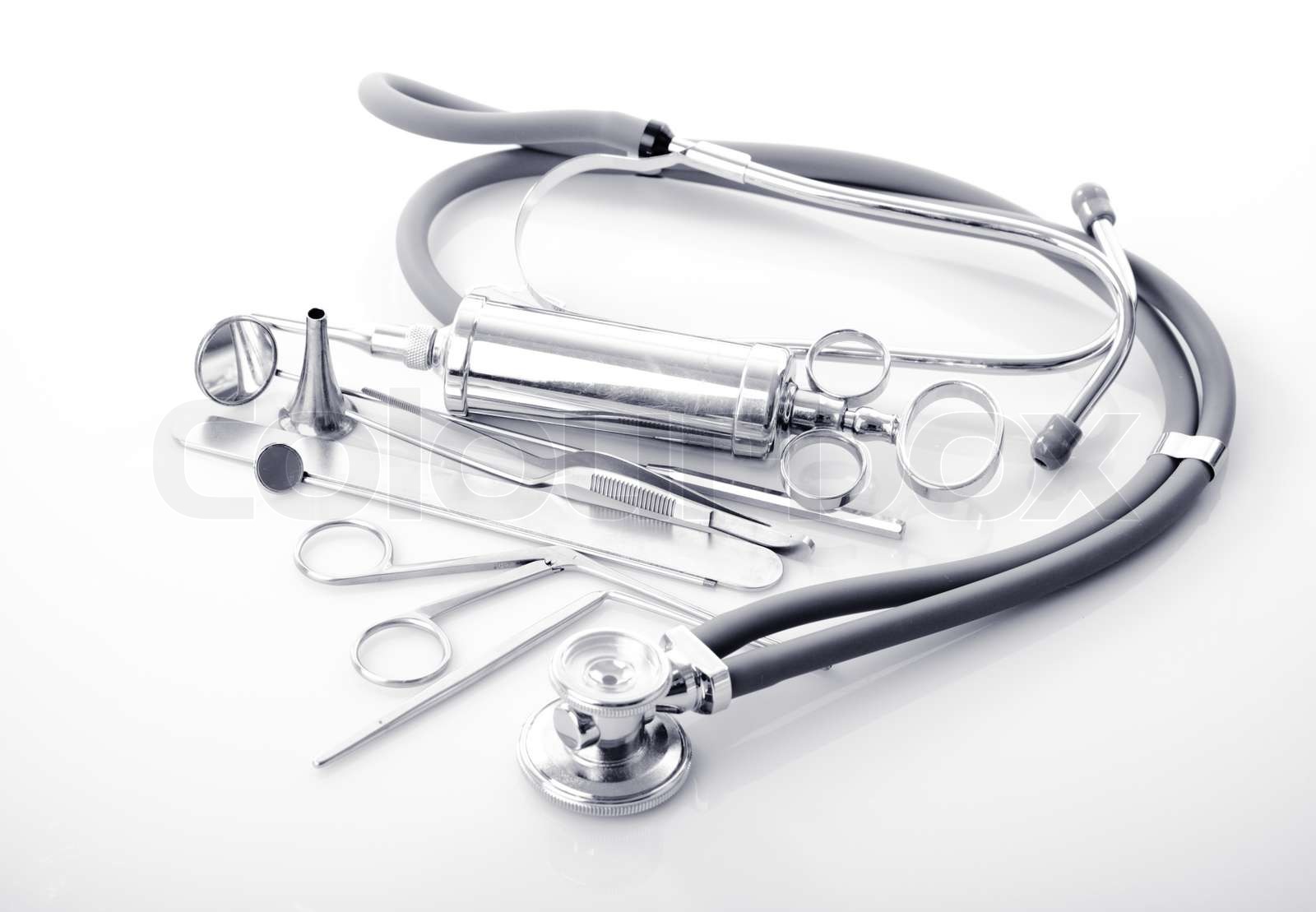 Medical instruments for ENT doctor on white | Stock image | Colourbox