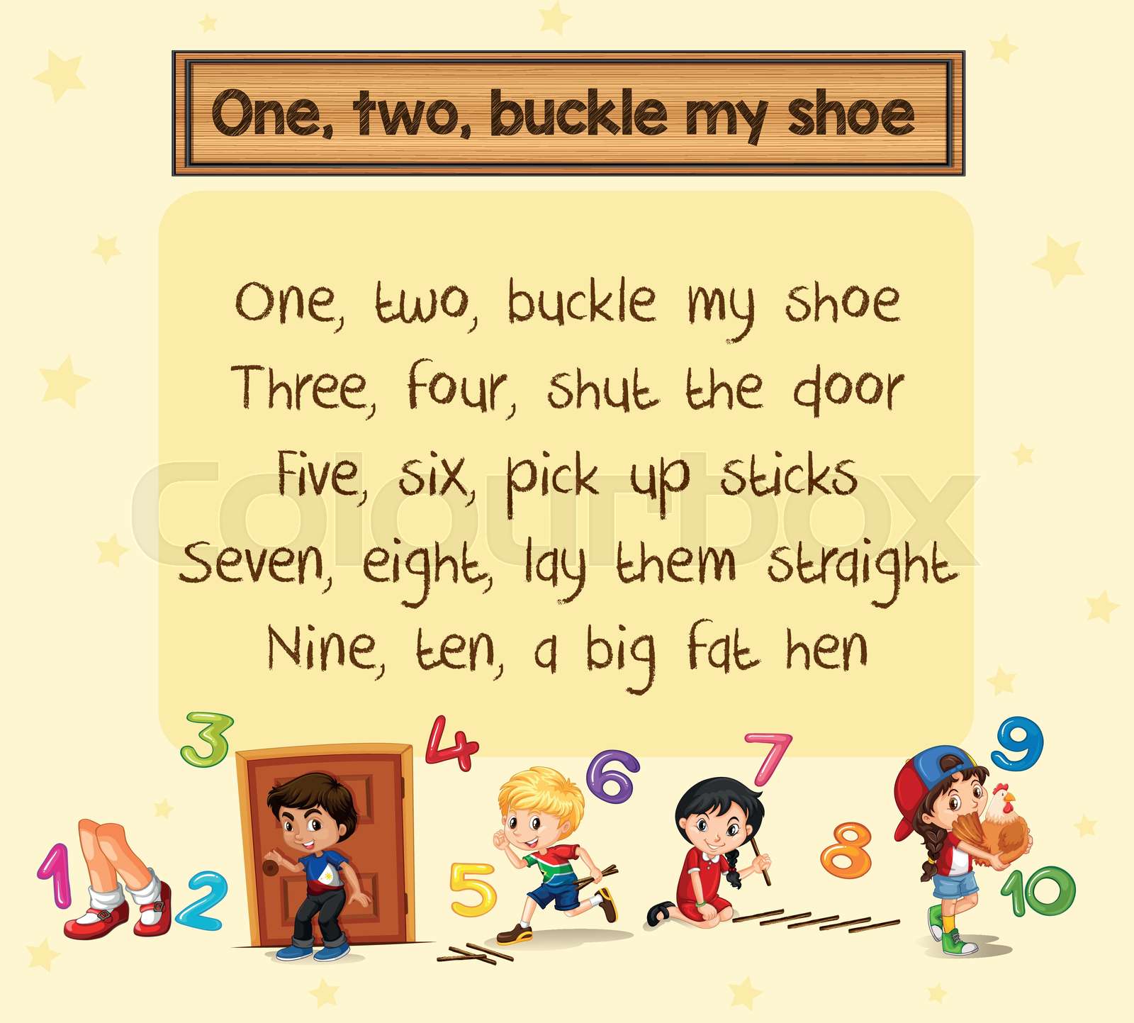 One two buckle my shoe song Stock vector Colourbox