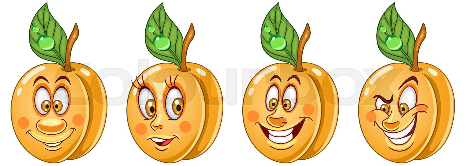 Apricot. Food Emoji Emoticon collection Stock vector Colourbox