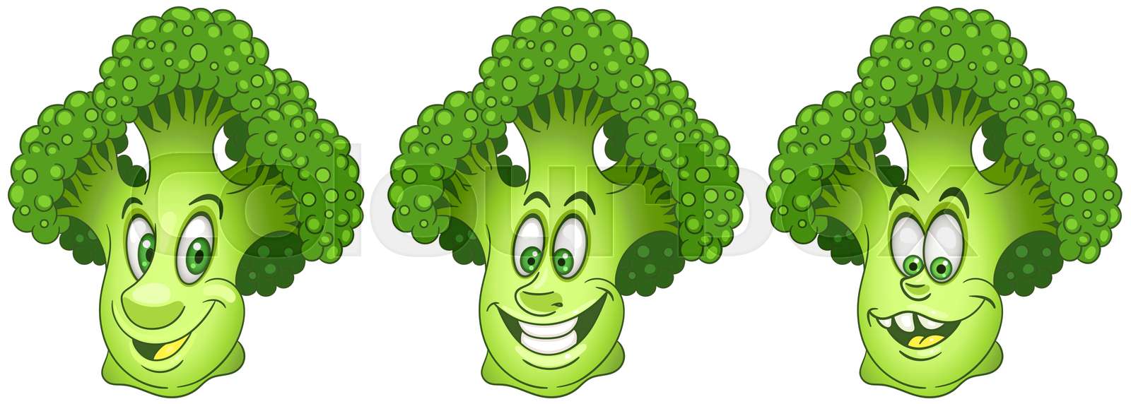 Broccoli. Food Emoji Emoticon collection Stock vector Colourbox