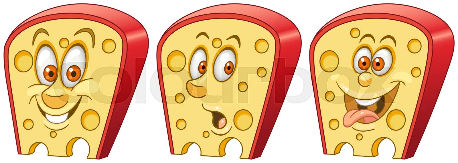 Cheese. Food Emoji Emoticon collection Stock vector Colourbox