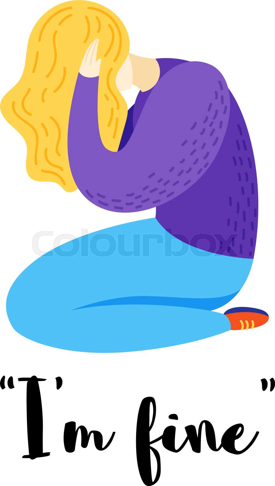 Vector cartoon flat illustration of depression. Sad girl. | Stock vector | Colourbox Vector cartoon flat illustration of depression. Sad girl. | Stock vector | Colourbox