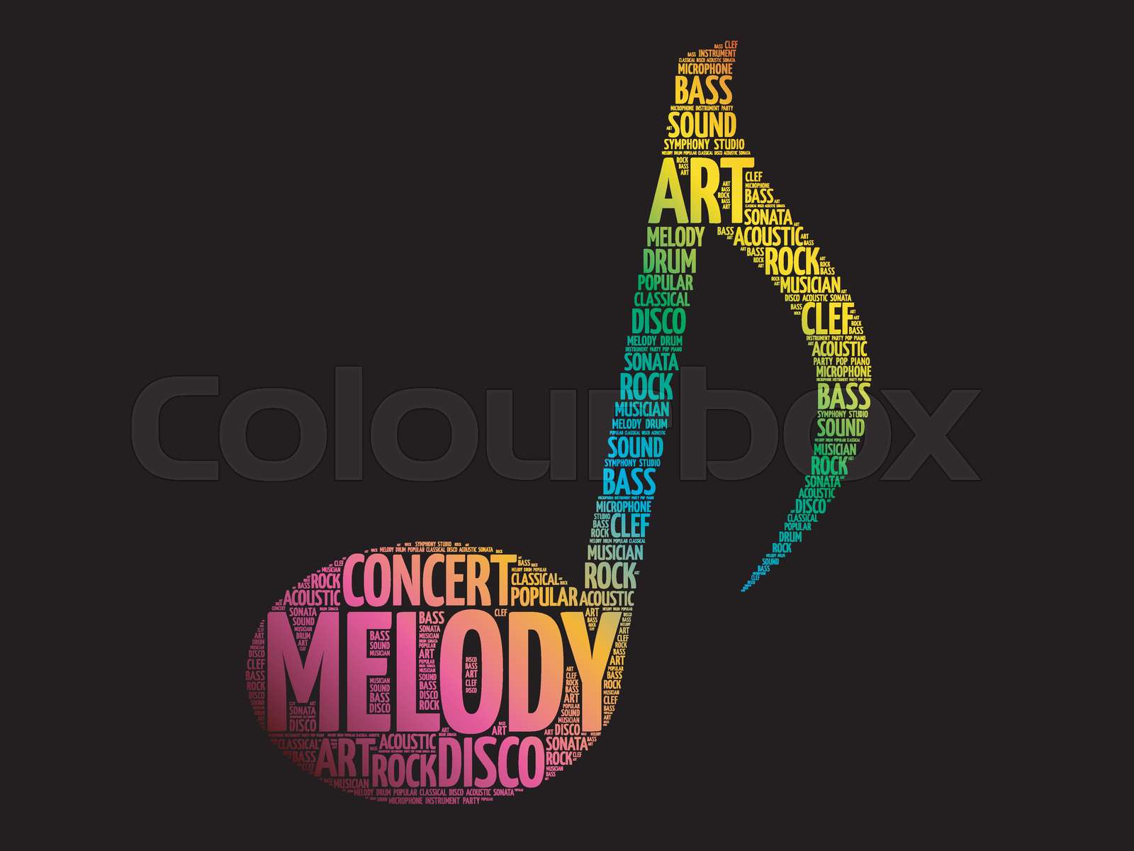 Music note word cloud Stock vector Colourbox