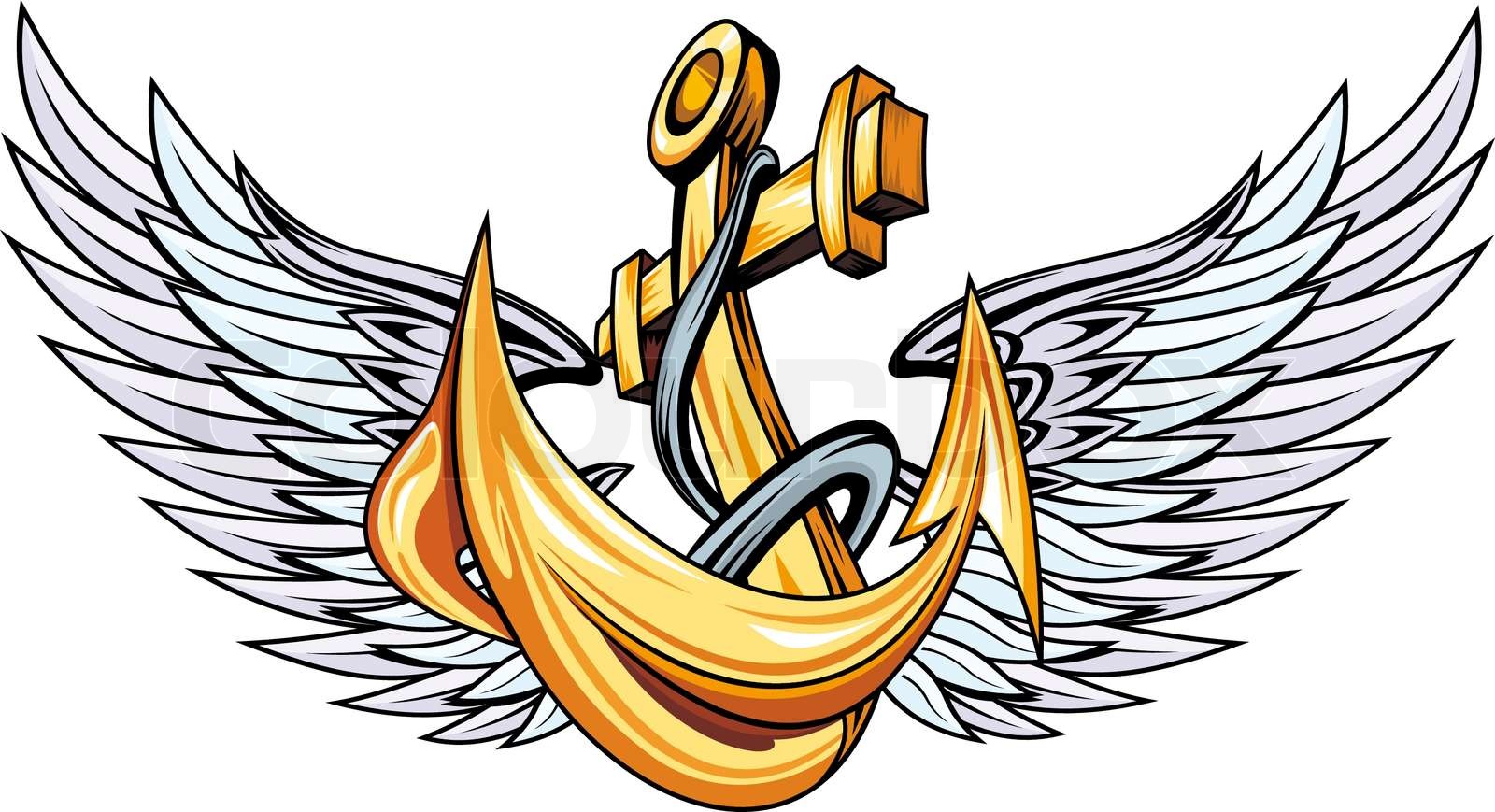 Anchor with wings Stock vector Colourbox