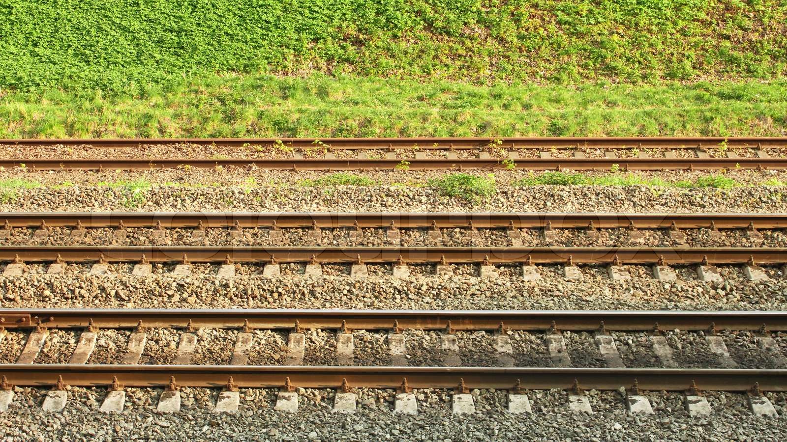 Parallel rail lines Stock image Colourbox