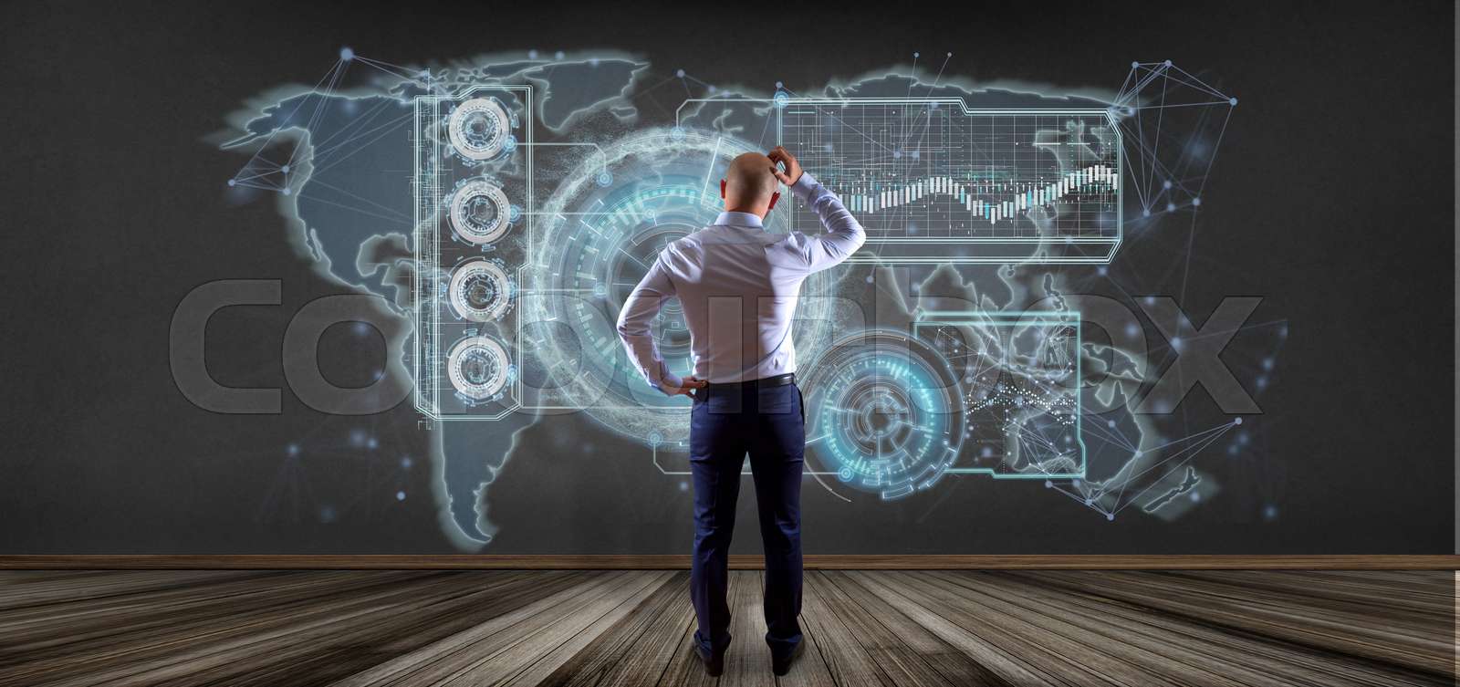 Man holding a Technology interface 3d rendering | Stock image | Colourbox