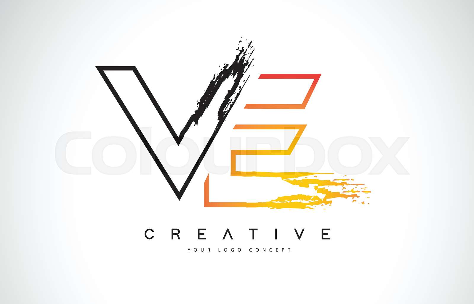 VE Creative Modern Logo Design with Orange and Black Colors. Monogram