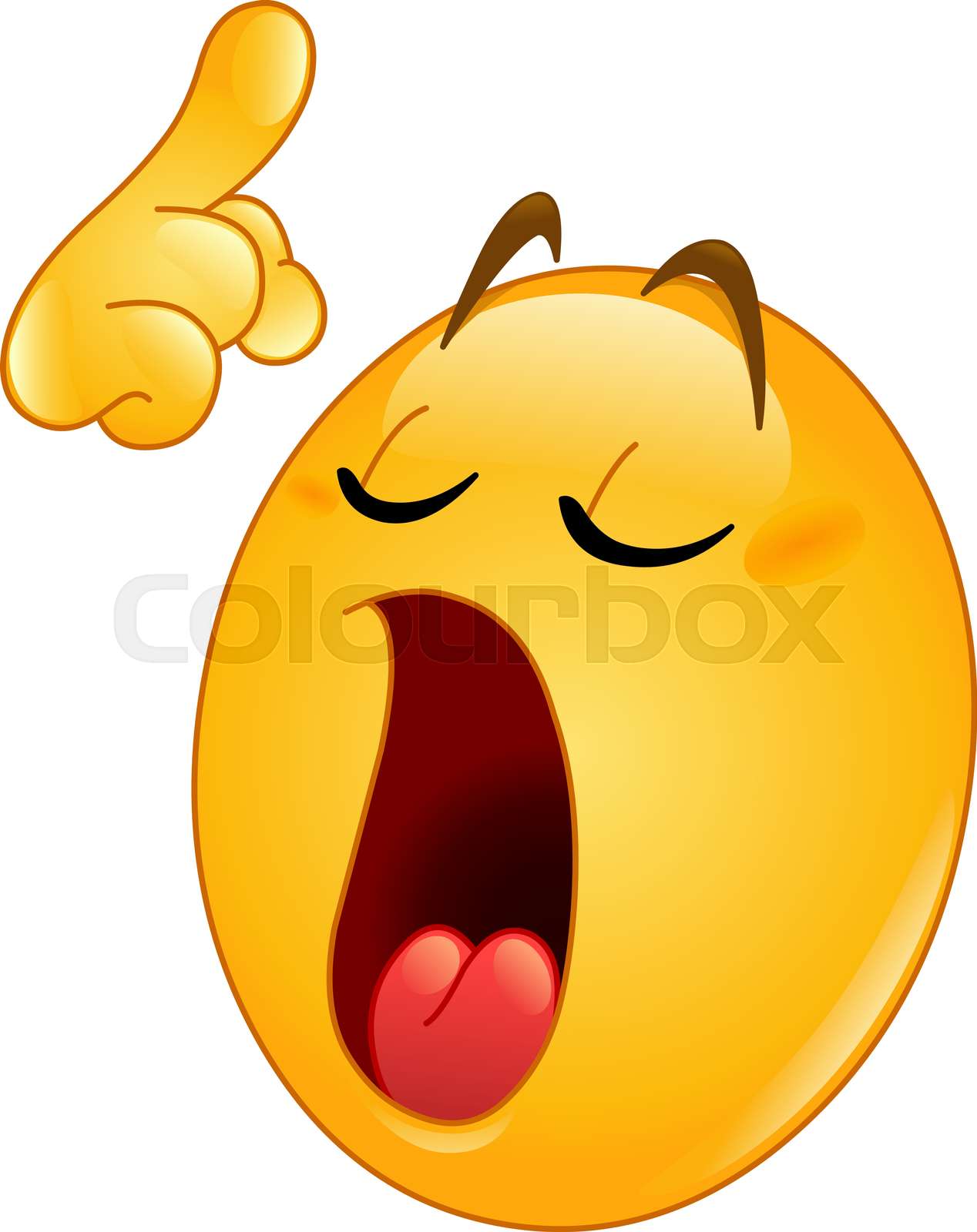 Making a point emoticon with closed eyes Stock vector Colourbox