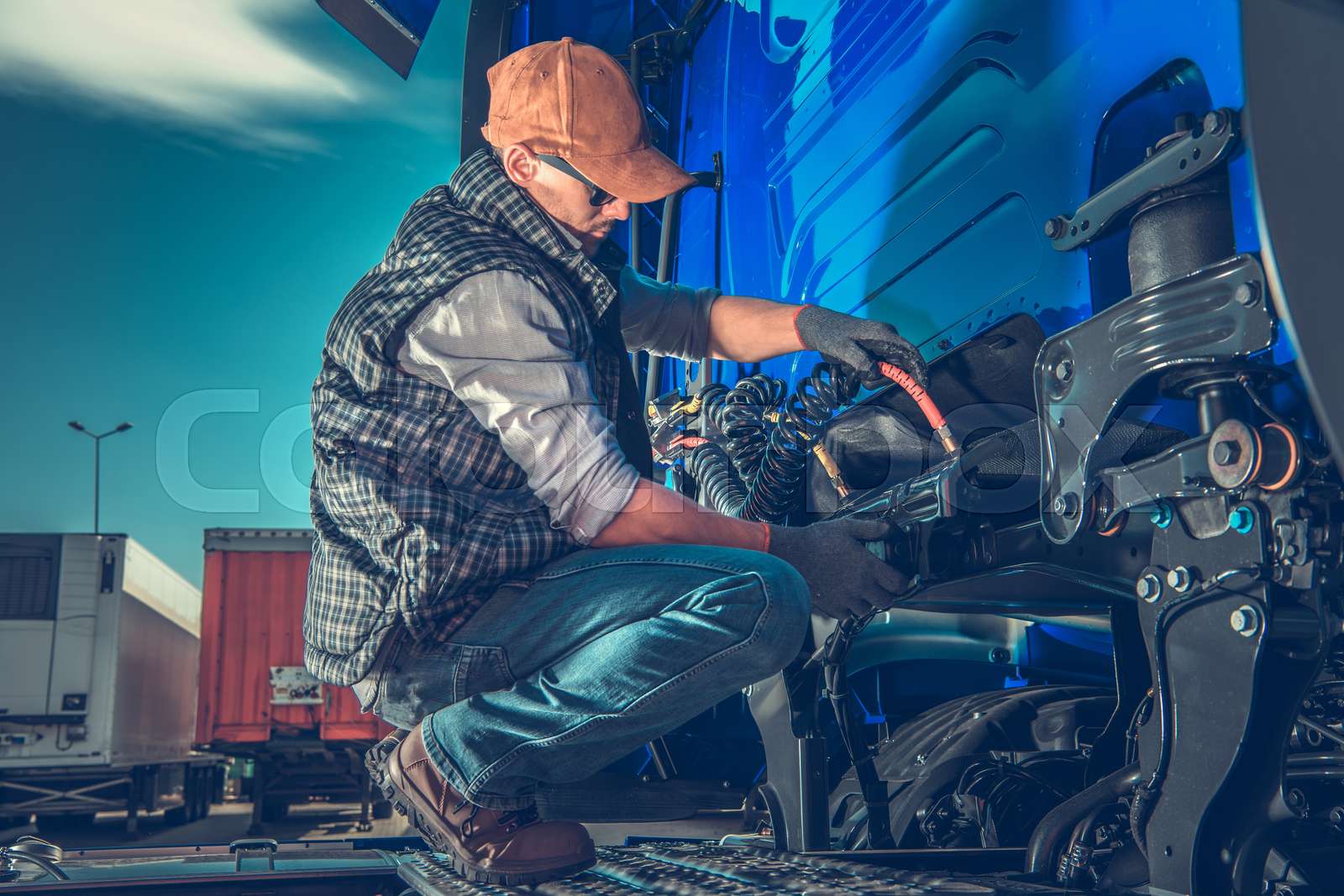 Semi Truck Maintenance Stock image Colourbox