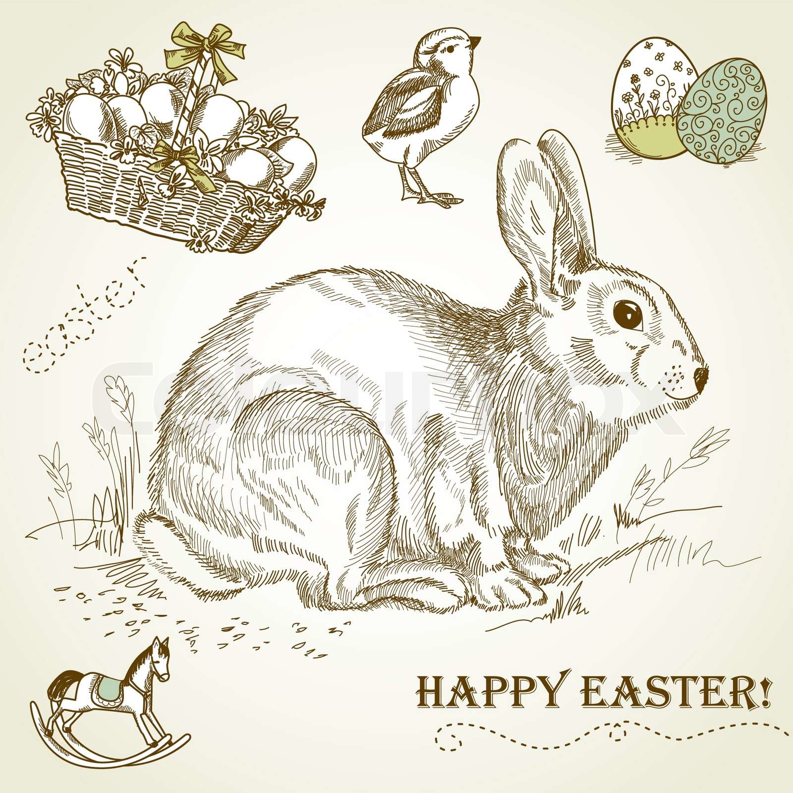 Vintage Easter rabbit Stock vector Colourbox