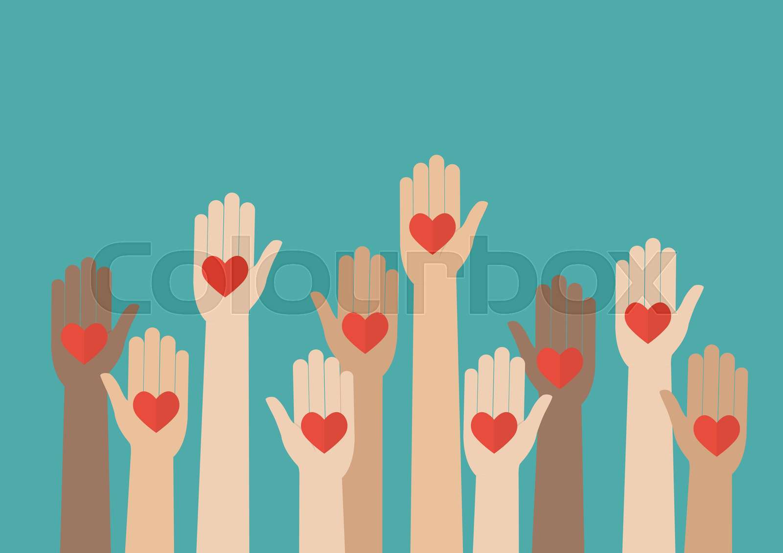 Raised hands volunteering | Stock vector | Colourbox