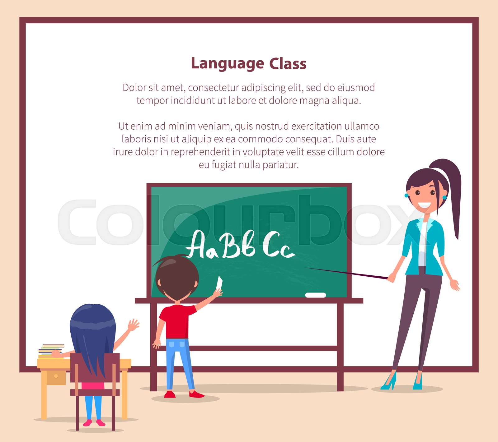Language Class in Primary School Vector Banner. | Stock vector | Colourbox