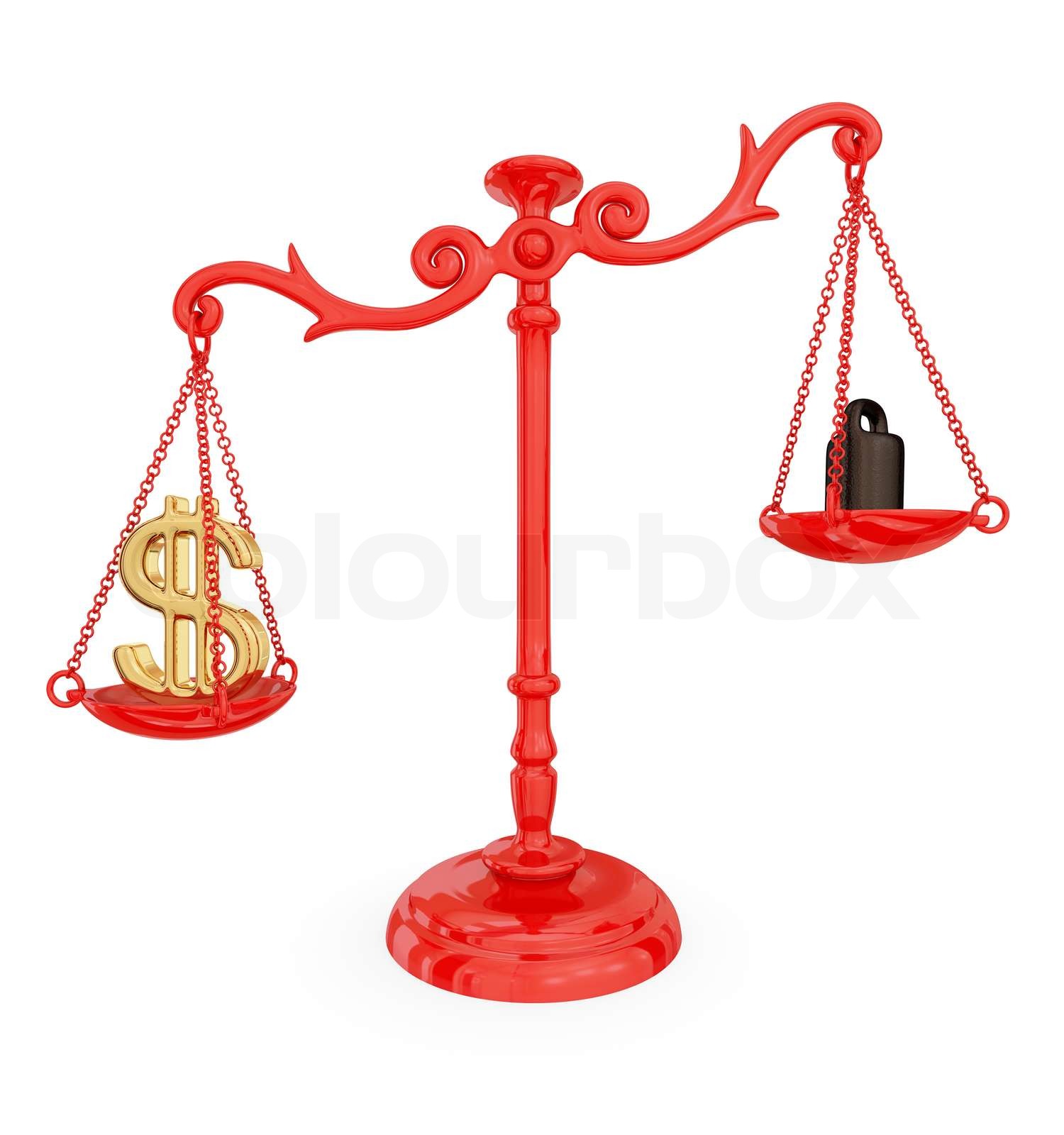 Scales of justice with dollar sign Stock image Colourbox